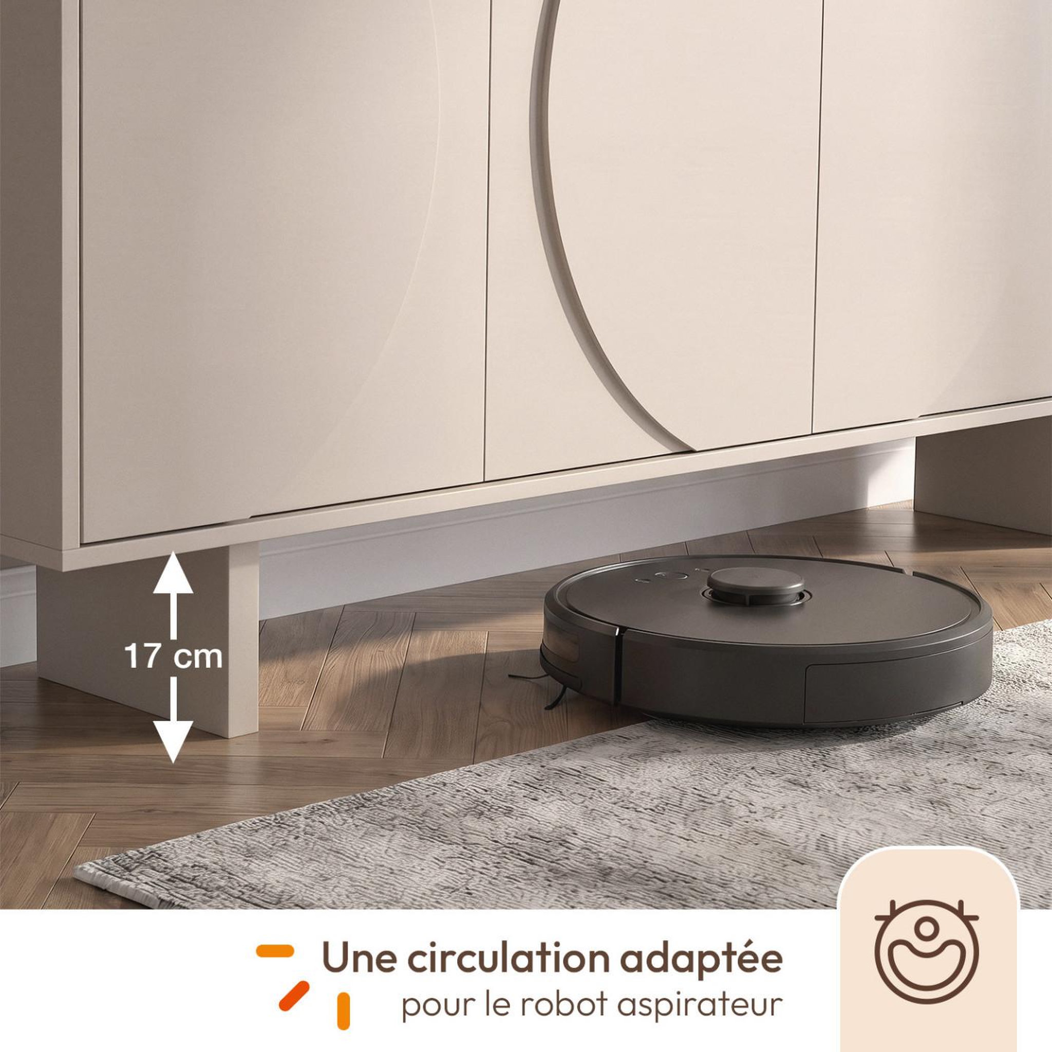 Voir la diapositive 6 : ID MARKET Buffet 160 cm ARVIN 4 portes avec reliefs arrondis bois coloris beige