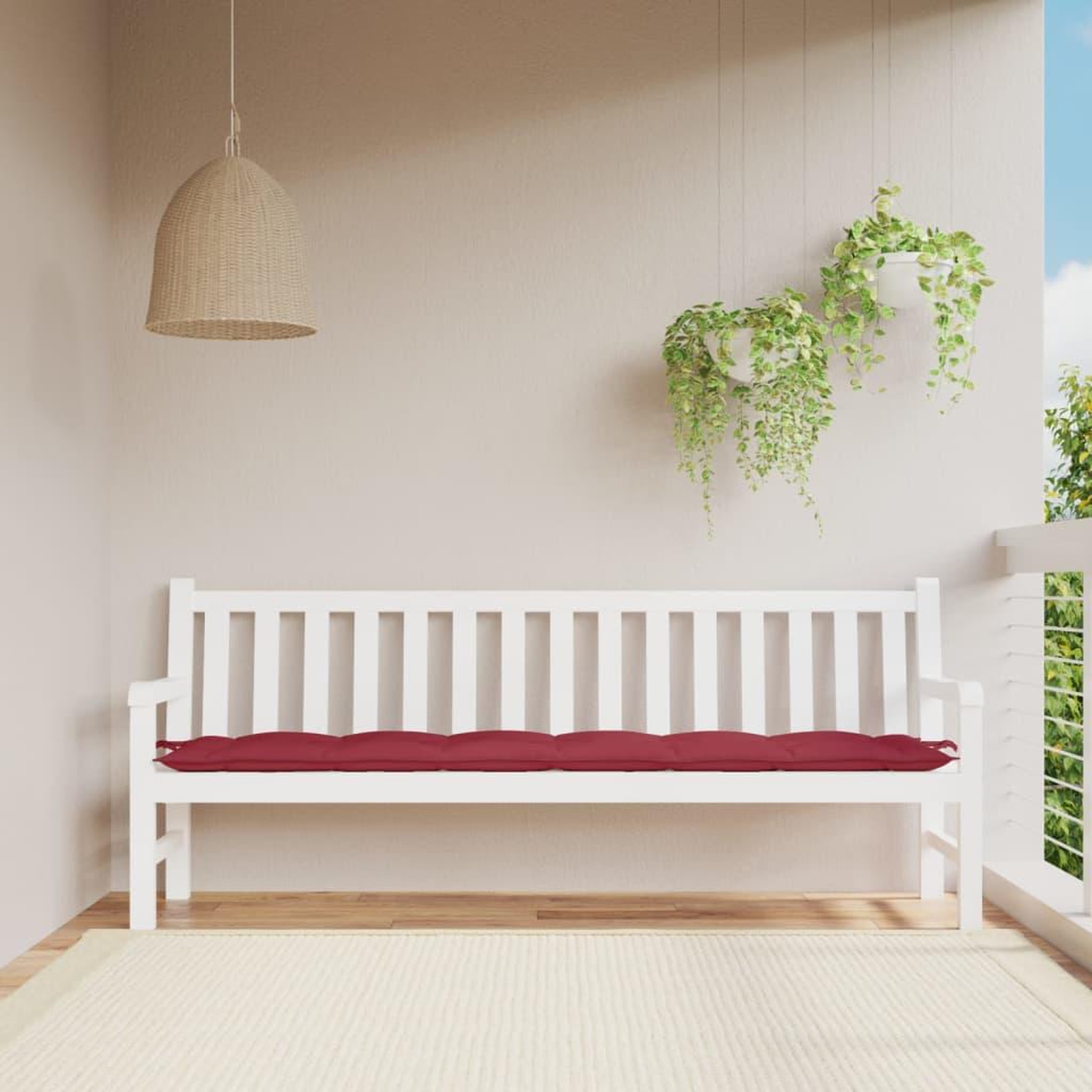 VIDAXL Coussin de banc de jardin rouge bordeaux 200x50x7 cm