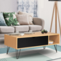 Voir la diapositive 5 : ID MARKET Table basse plateau relevable rectangulaire NOEMI bois pied épingle
