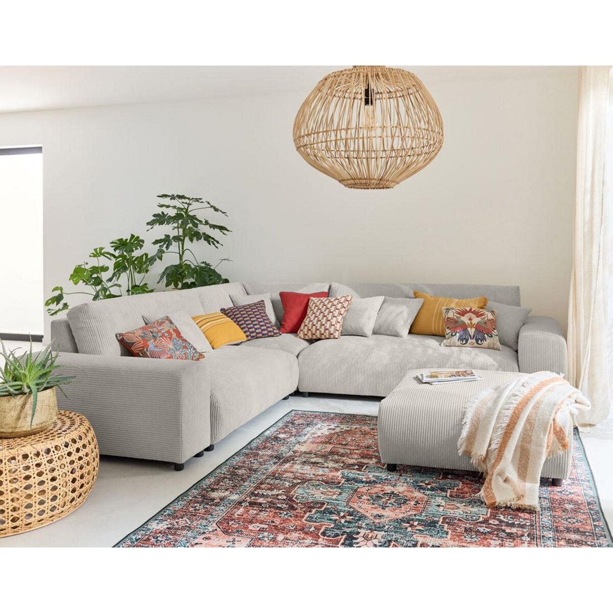 LISA DESIGN Garance - canapé modulable d'angle gauche - 5 places - en velours côtelé