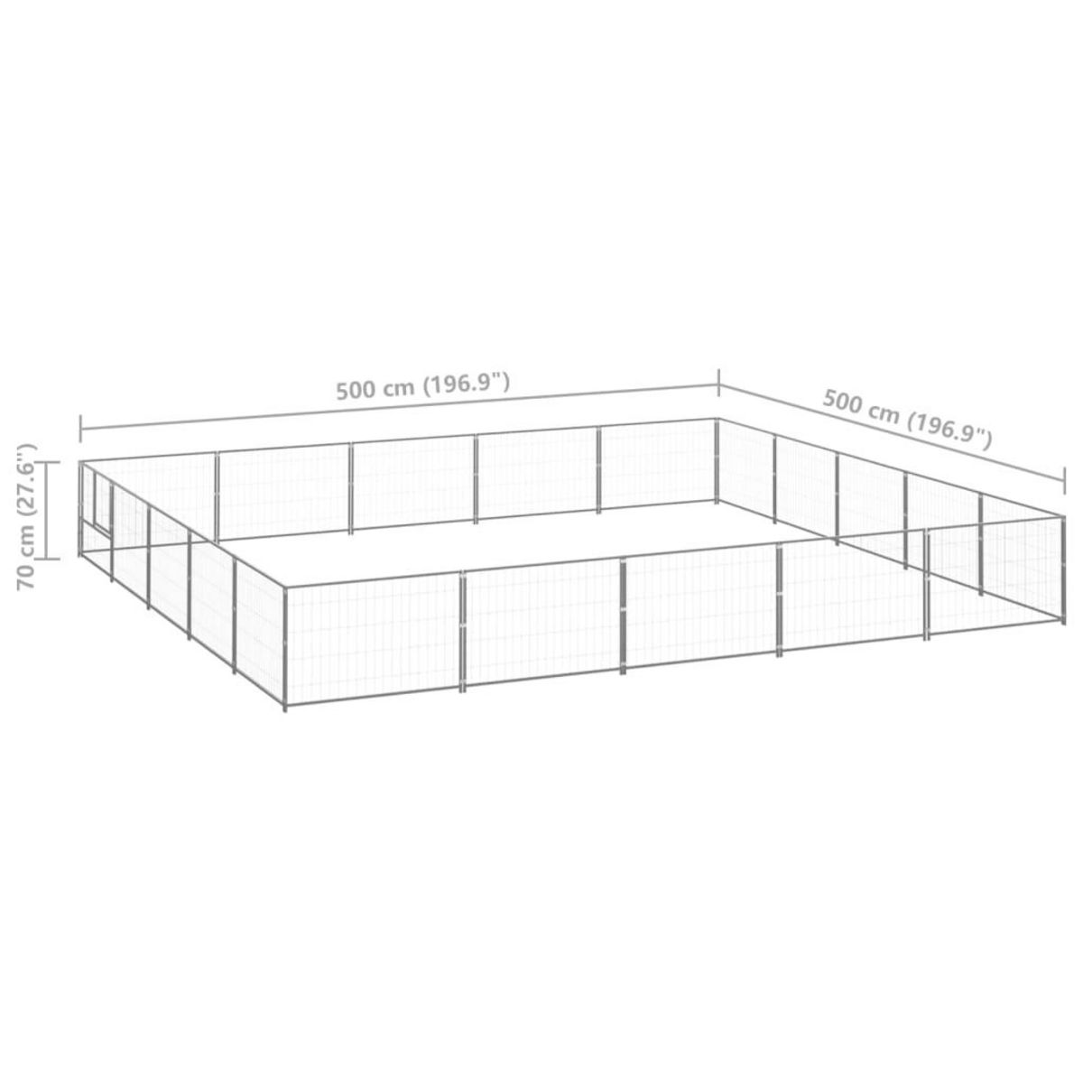 VIDAXL Chenil Argente 25 m² Acier