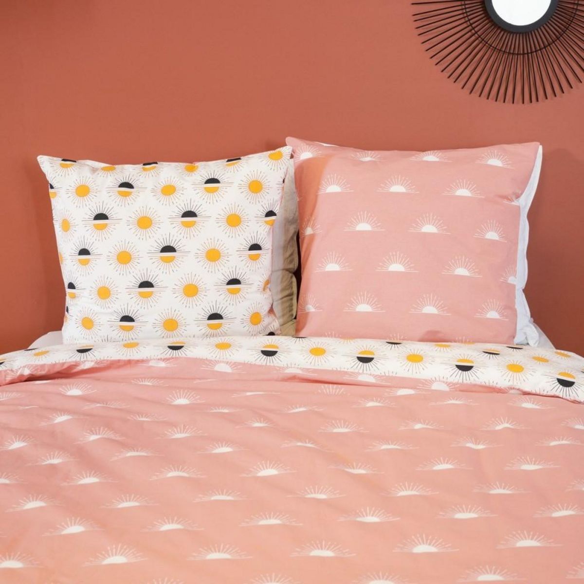 COTE DECO Housse de couette 260x240 TERRAMEA + 2 taies 100% coton adouci 57 fils/cm2