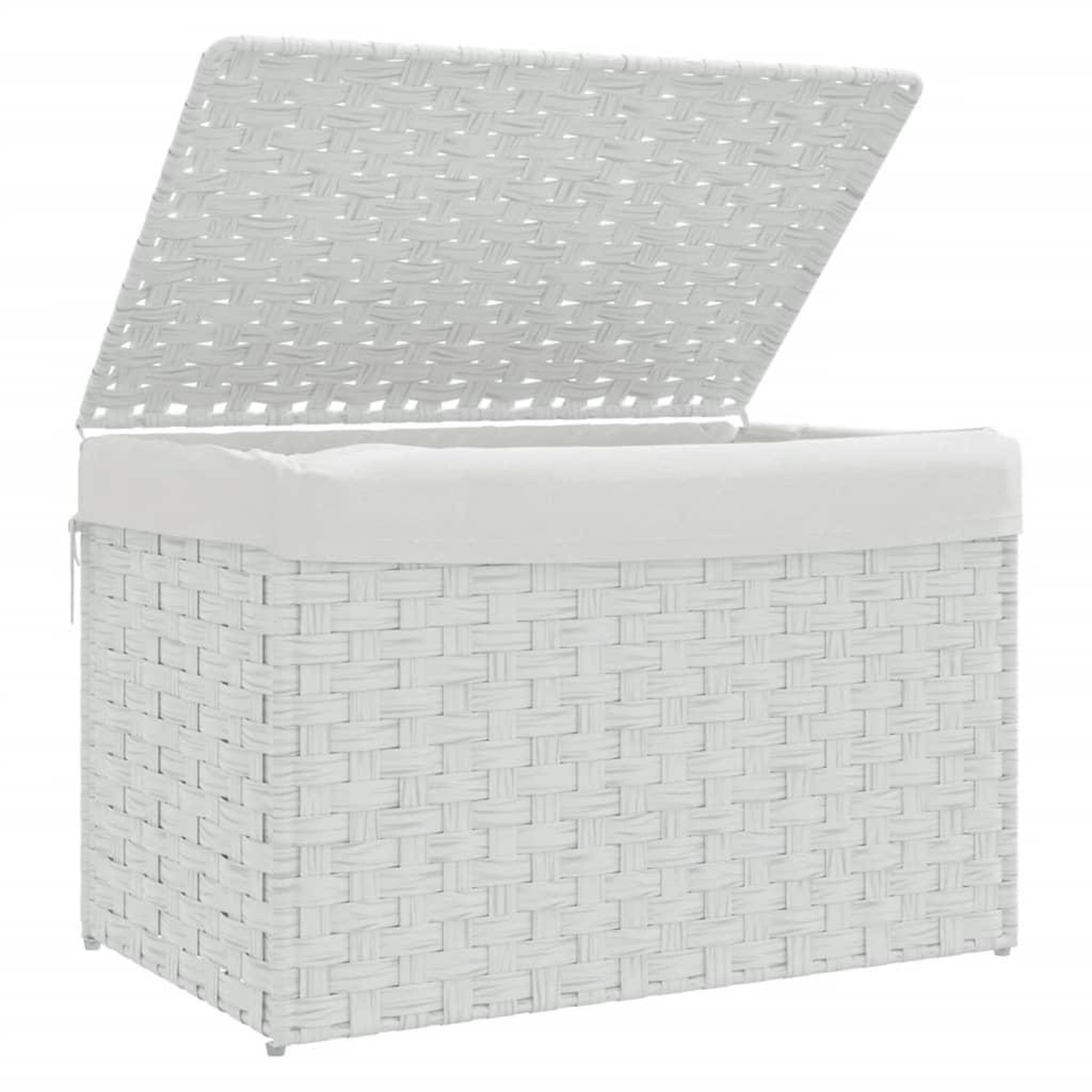 Voir la diapositive 4 : VIDAXL Panier a linge avec couvercle blanc 55,5x35x34cm resine tressee