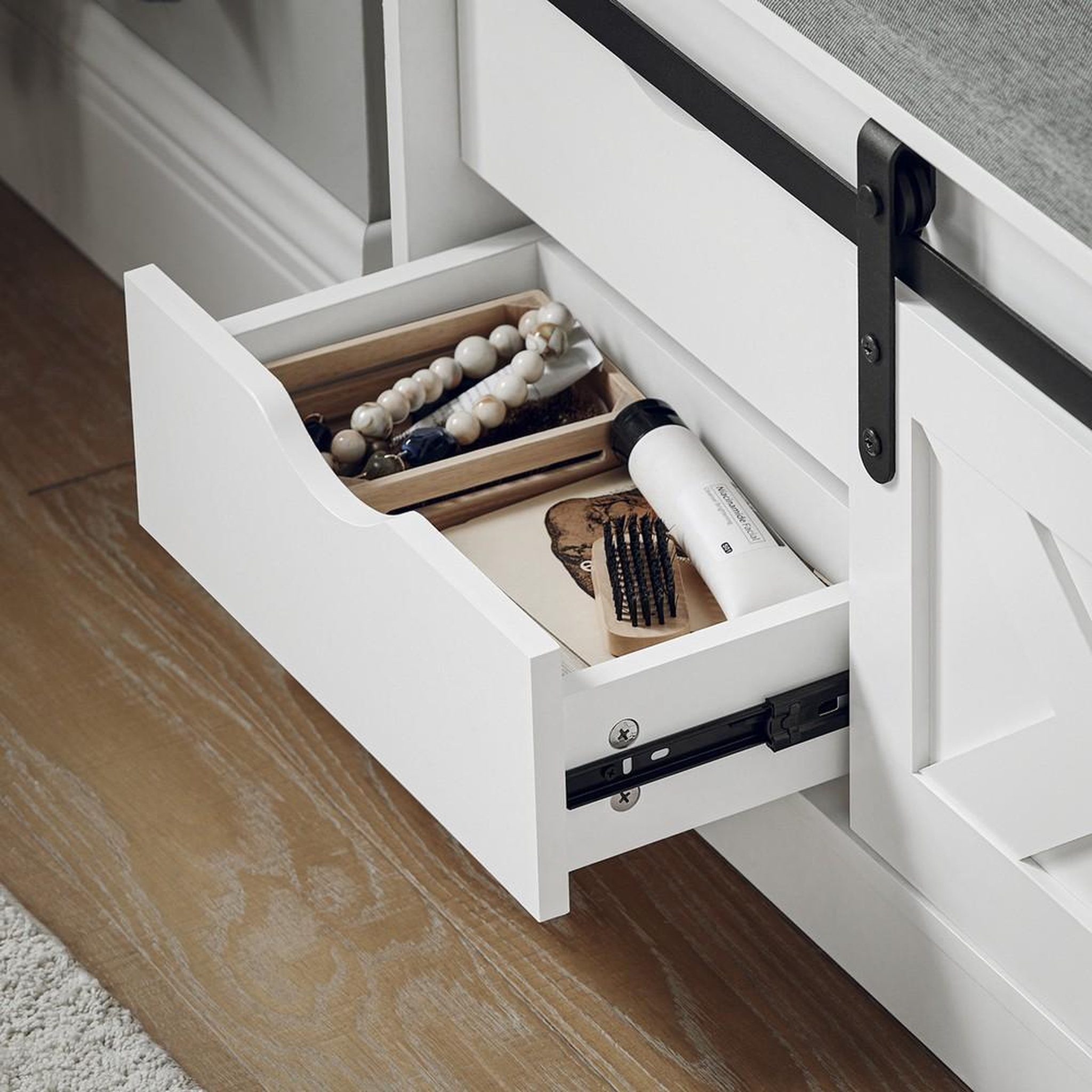 Voir la diapositive 4 : SOBUY SoBuy - Banc de rangement à chaussures avec 2 tiroirs - Blanc - 80x30x49cm - Rustique - FSR153-W