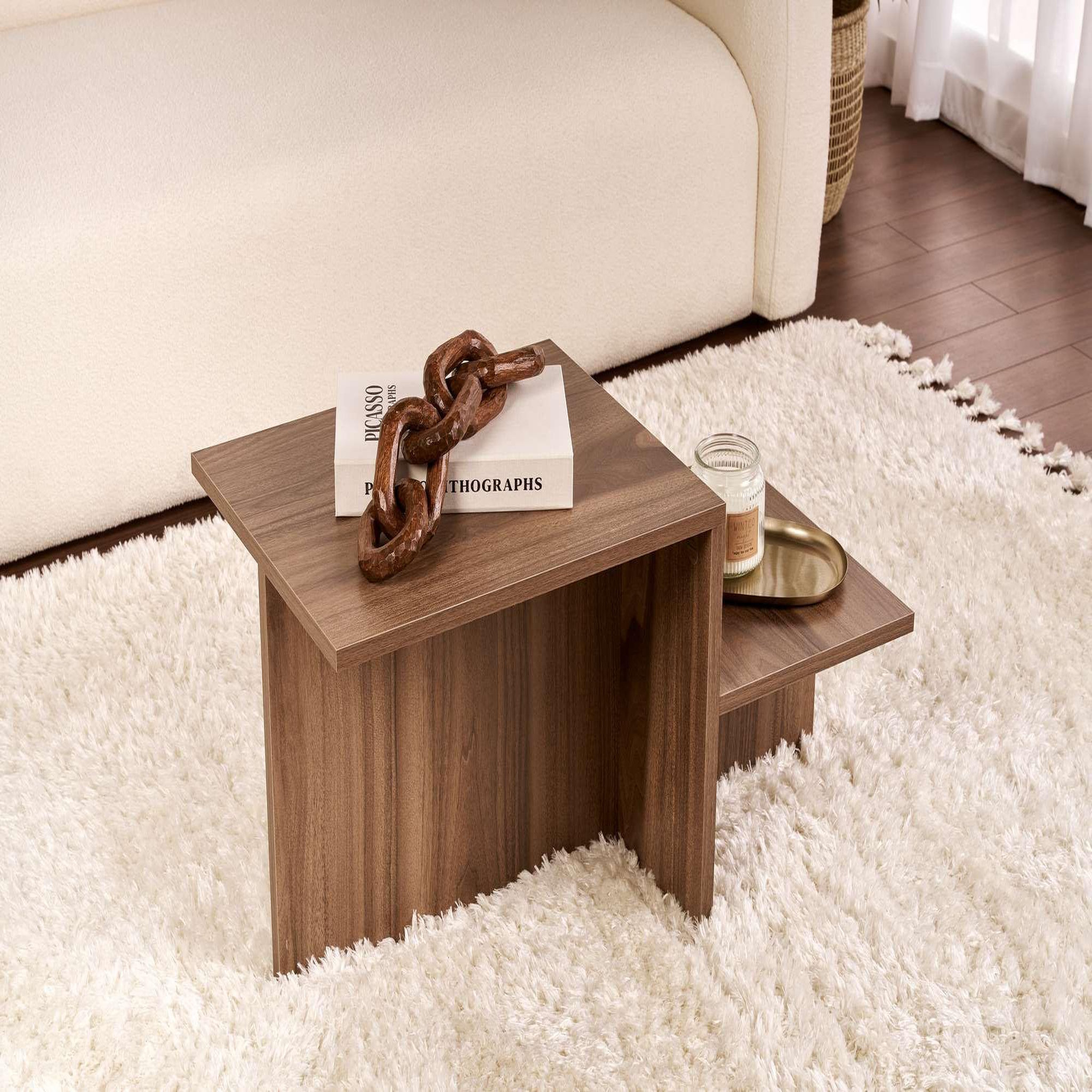 Voir la diapositive 2 : Habitat et Jardin Table basse en bois  harmony  - 80 x 40 x 40 cm - noyer