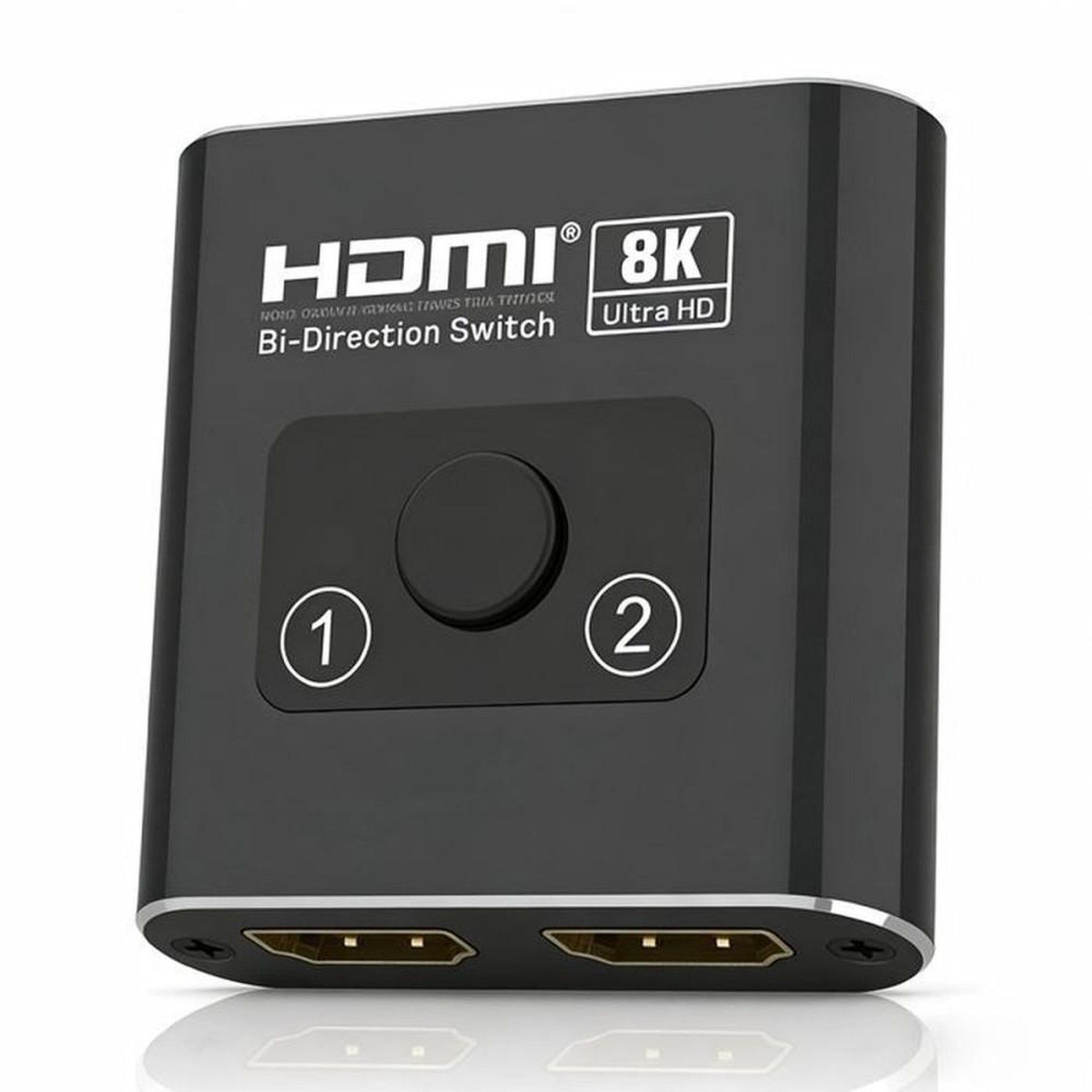 Coffret HDMI 2.1 bi-directionnel 2x1 avec sélection en façade, switch pour 2 sources vers 1 écran, 8K@60Hz et 4K@240Hz, VRR, Dolby Atmos, noir