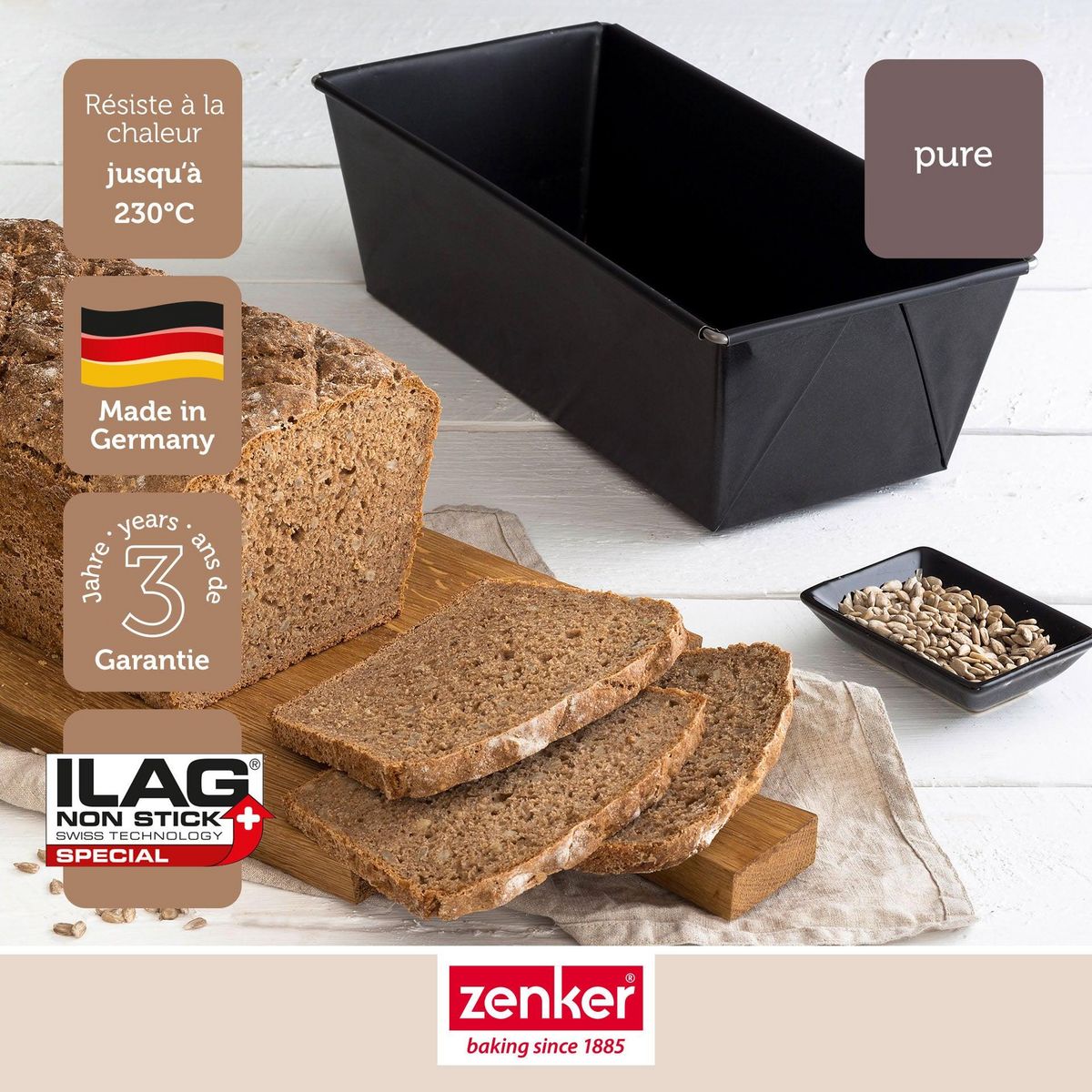 ZENKER Moule à cake extensible de 28 à 40 cm Zenker Pure