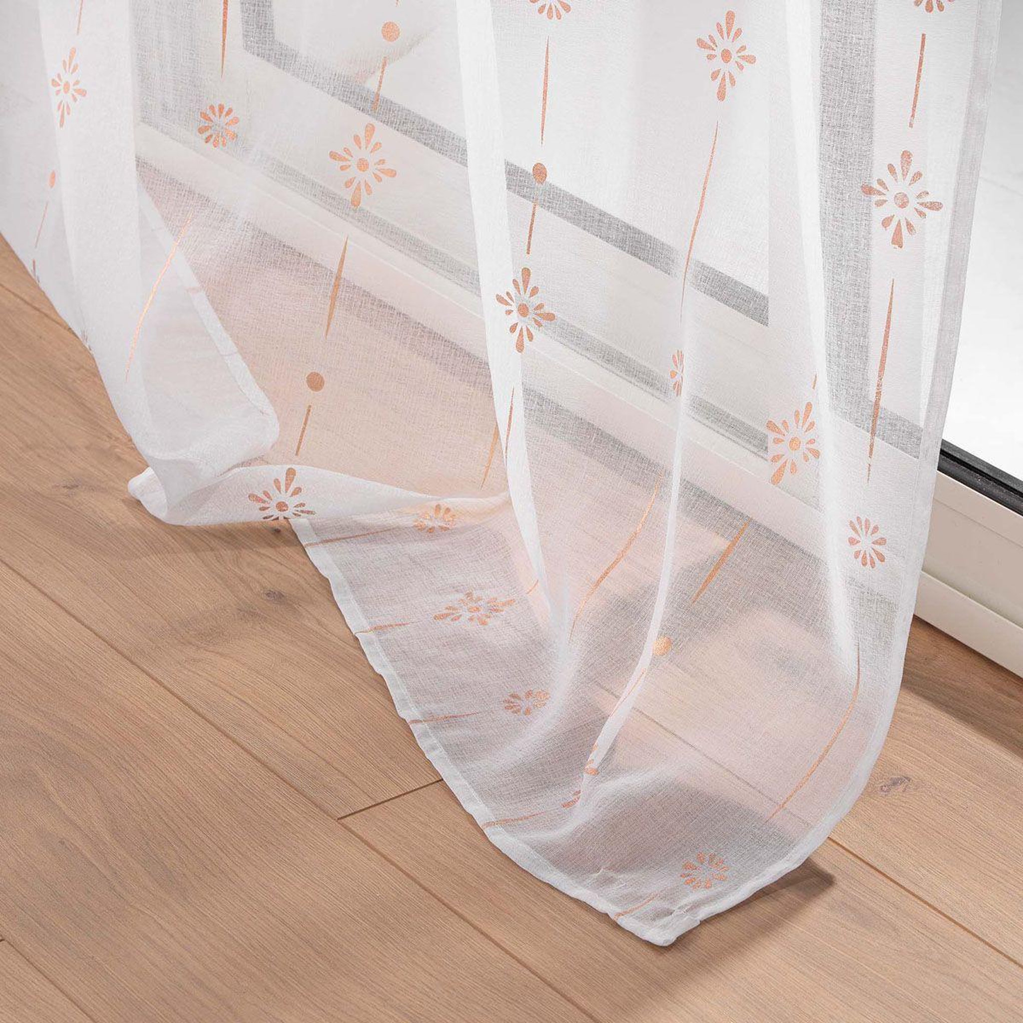 Voir la diapositive 3 : Douceur d'Intérieur Rideau voilage à œillets  ariane  140x240cm or rose