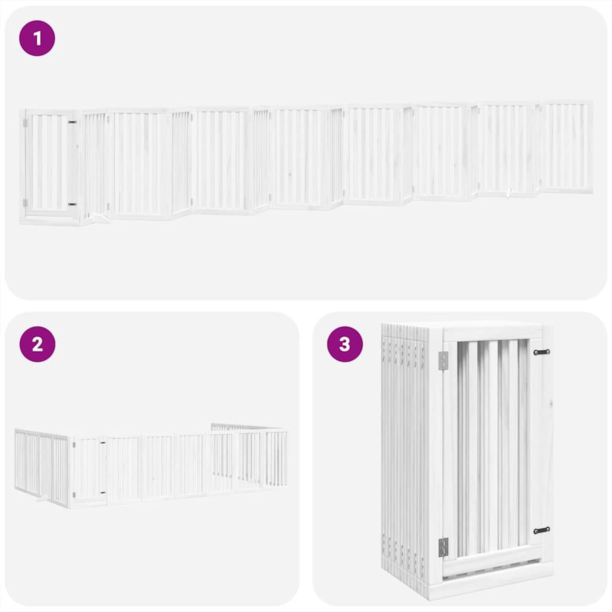 Voir la diapositive 5 : VIDAXL Barriere pour chien porte pliable 15 panneaux bois de peuplier