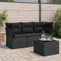 Voir la diapositive 1 : VIDAXL Salon de jardin 4 pcs avec coussins noir resine tressee