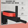 HOMCOM Barre de traction murale - barre de Fitness fixation murale - 2 prises possibles - charge max. 100 Kg acier PU noir rouge