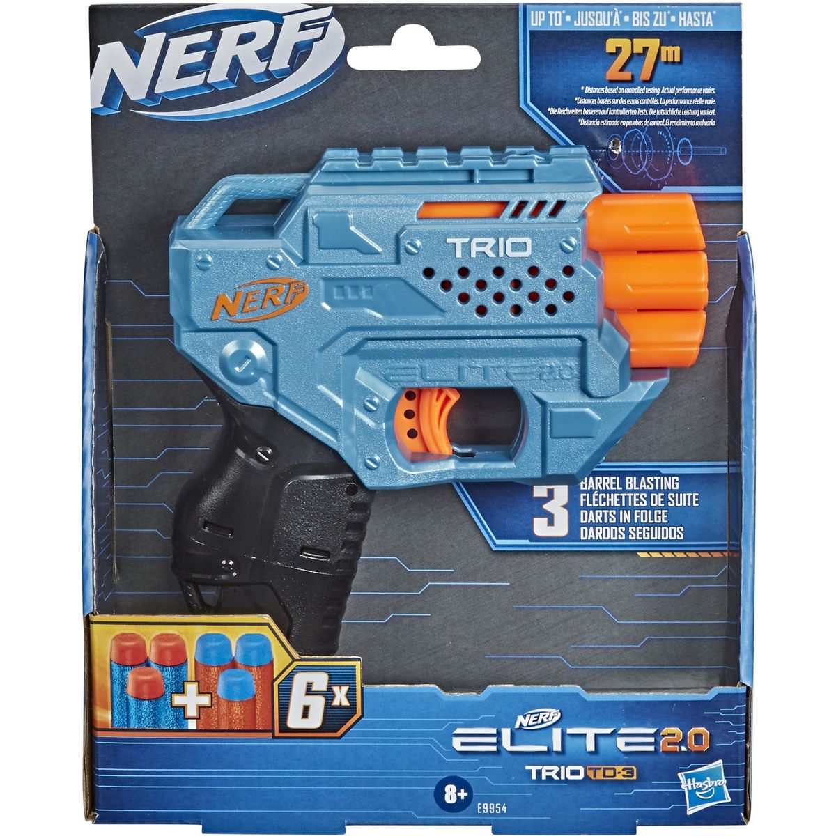 HASBRO Nerf Elite 2.0 Trio TD et 6 fléchettes