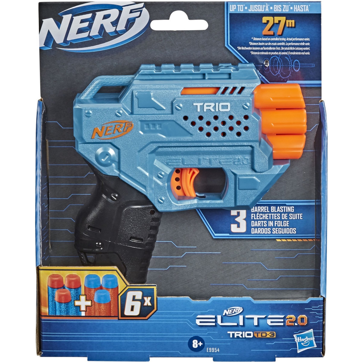 HASBRO Nerf Elite 2.0 Trio TD et 6 fléchettes
