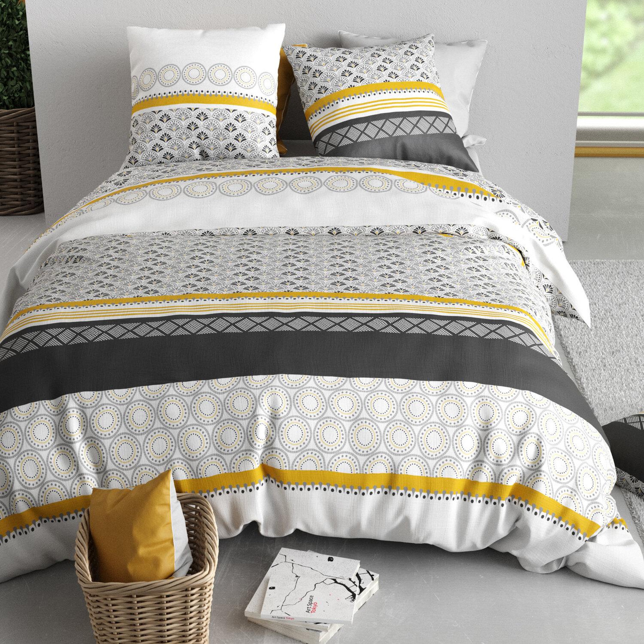 Voir la diapositive 3 : ATELIER DU COTON Parure housse de couette 100% coton 57fils spira