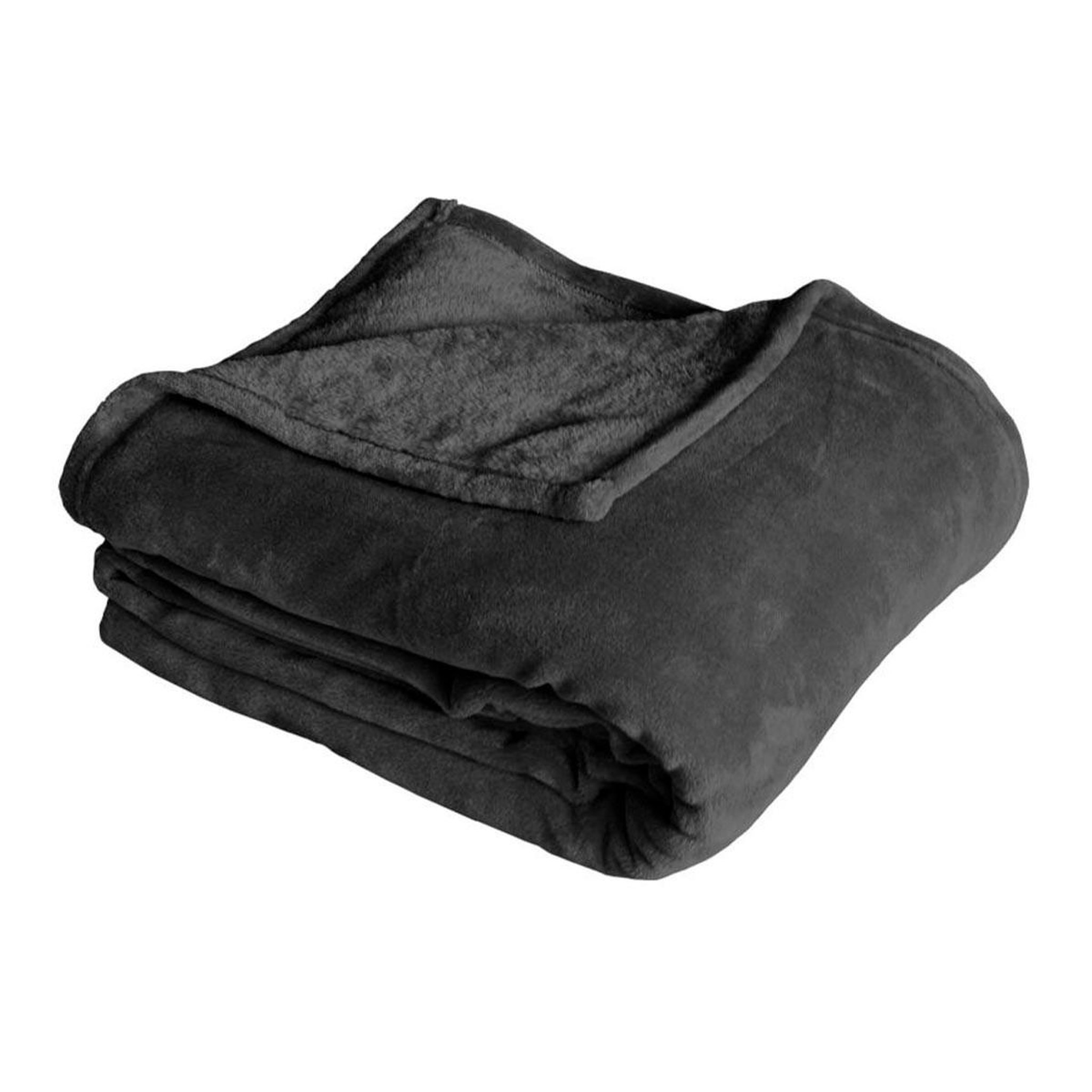 ENJOY HOME Plaid polaire uni  coral fleece  125x150cm gris foncé