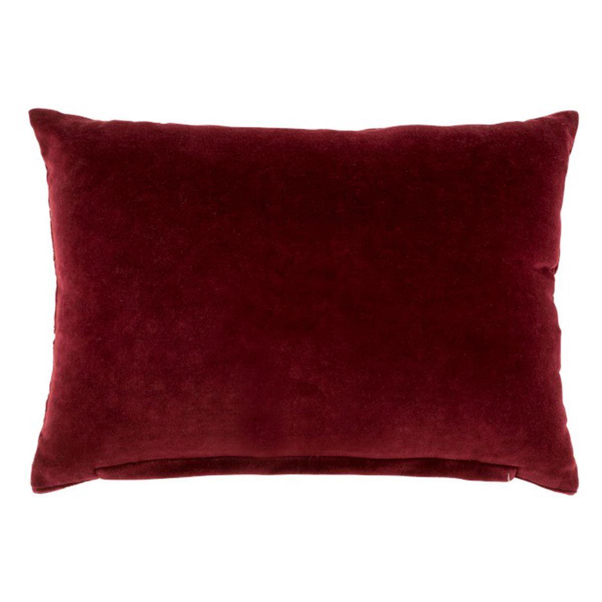 Voir la diapositive 2 : J-LINE Coussin rectangulaire  miroir coton  40x60cm rouge