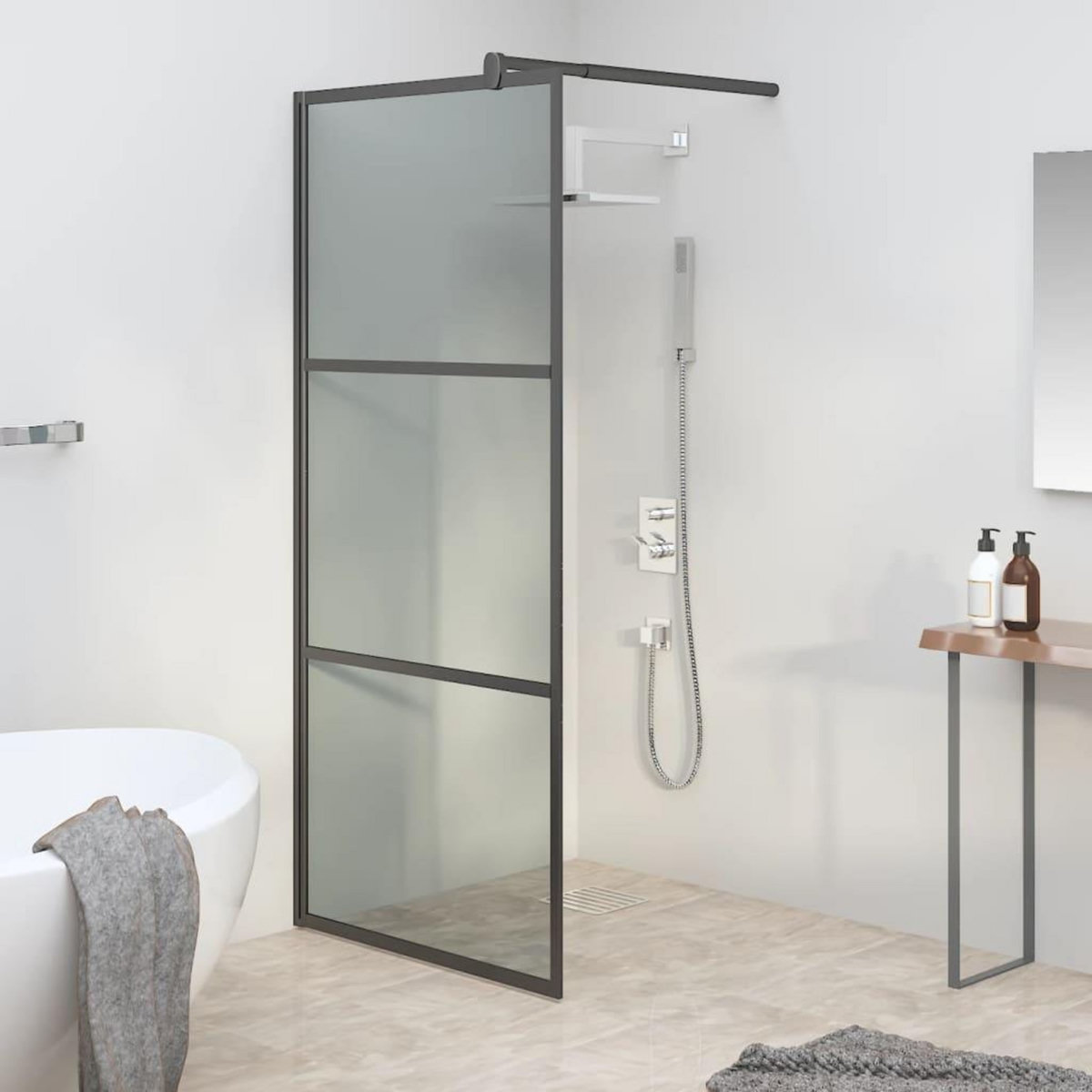 VIDAXL Paroi de douche 80x195 cm Verre ESG fonce Noir