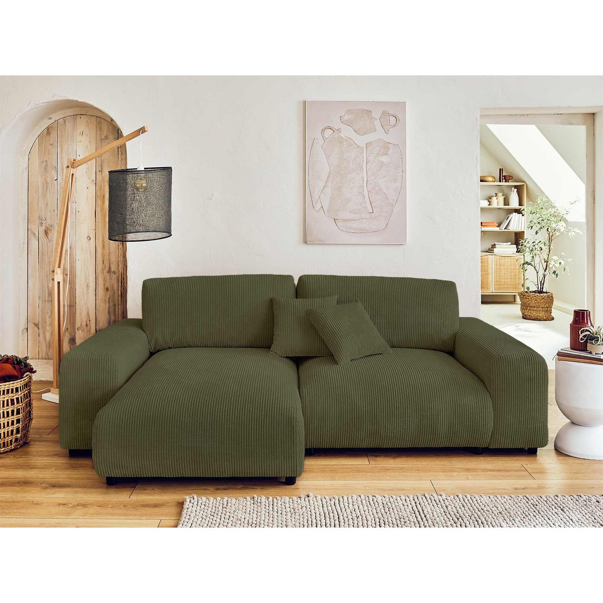 LISA DESIGN Garance - canapé d'angle réversible - 4 places - en velours côtelé