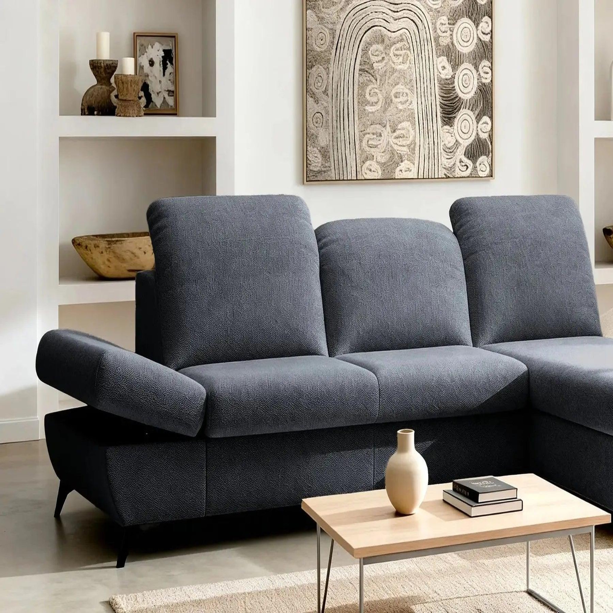 Voir la diapositive 3 : CASANOVA PARIS Livia - canapé d'angle convertible tissu chiné