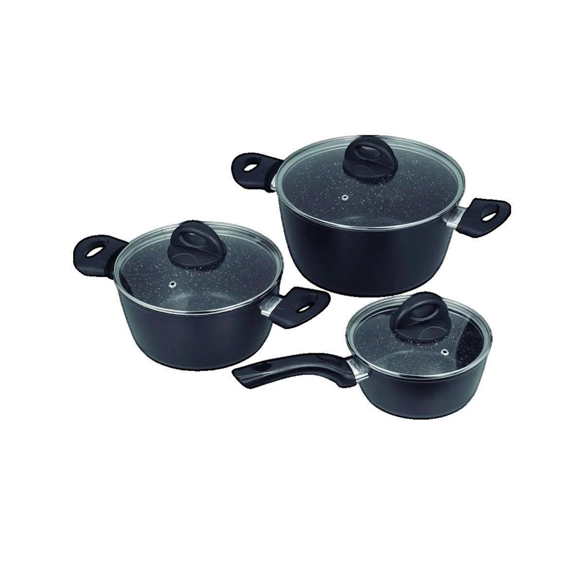 JATA Set de cuisine Jata BC3 Aluminium antiadhésif 3 pièces avec couvercle en verre