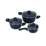 JATA Set de cuisine Jata BC3 Aluminium antiadhésif 3 pièces avec couvercle en verre