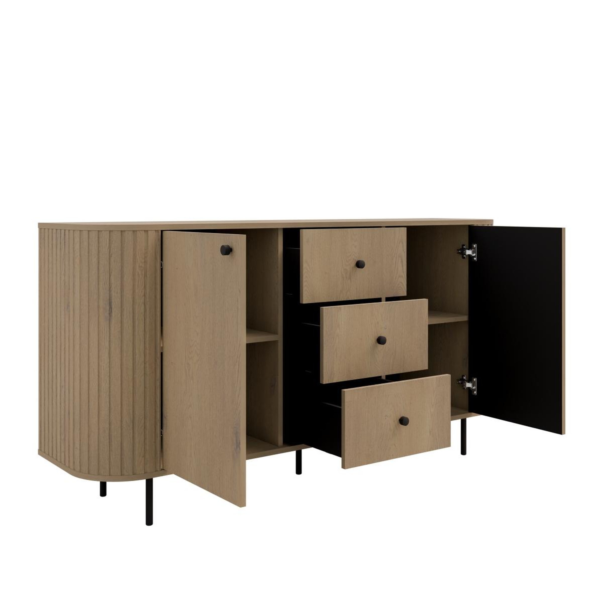 Voir la diapositive 3 : JLC KREATION Buffet bas arrondi bois avec tiroirs 165cm lilio