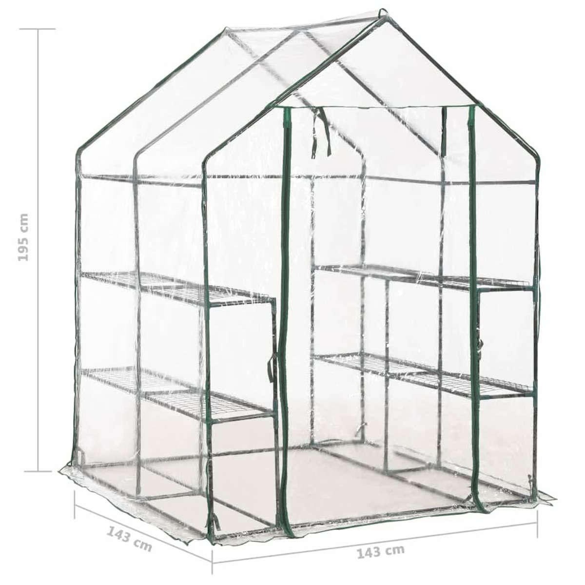 VIDAXL Serre avec 8 etageres 143x143x195 cm