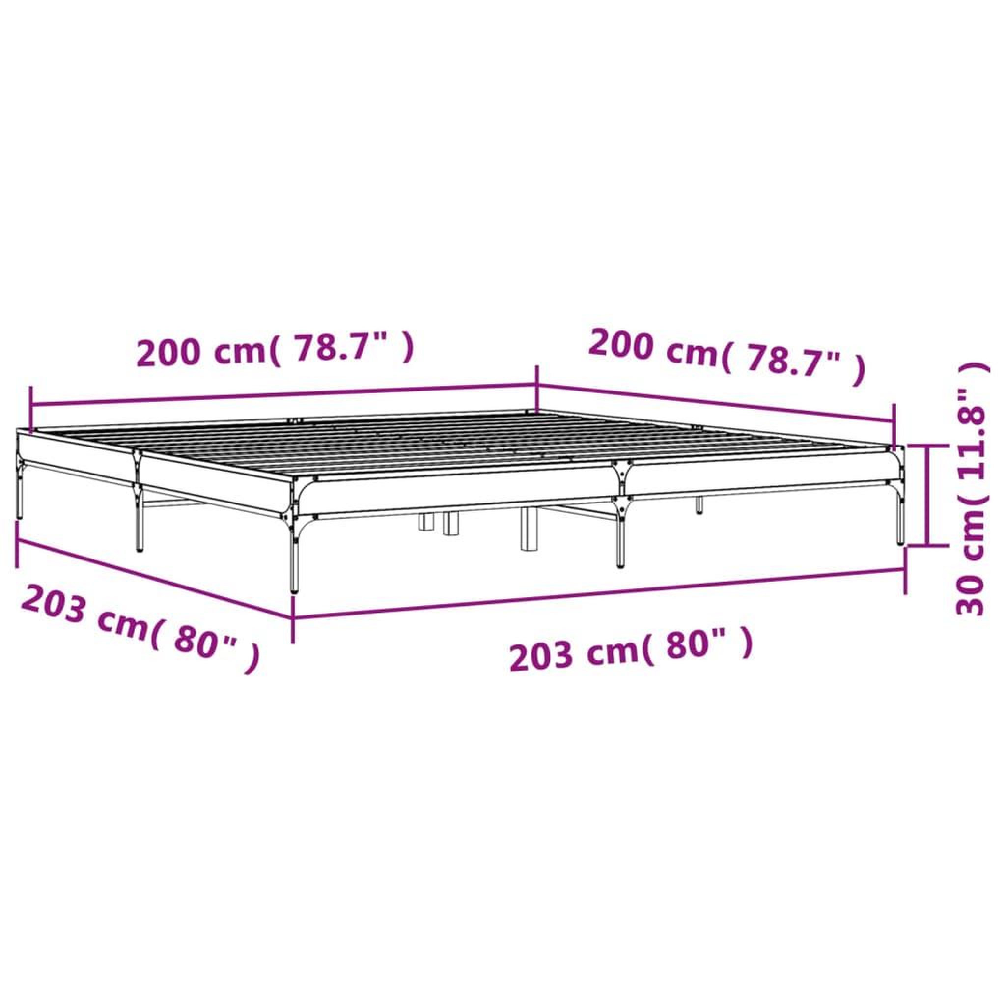 Voir la diapositive 6 : VIDAXL Cadre de lit sans matelas chene sonoma 200x200 cm