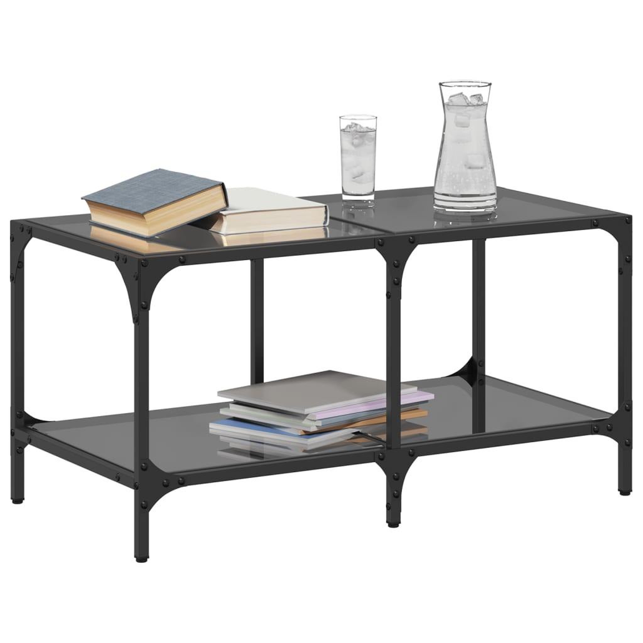 Voir la diapositive 3 : VIDAXL Table basse avec dessus en verre noir 78,5x40x40 cm acier