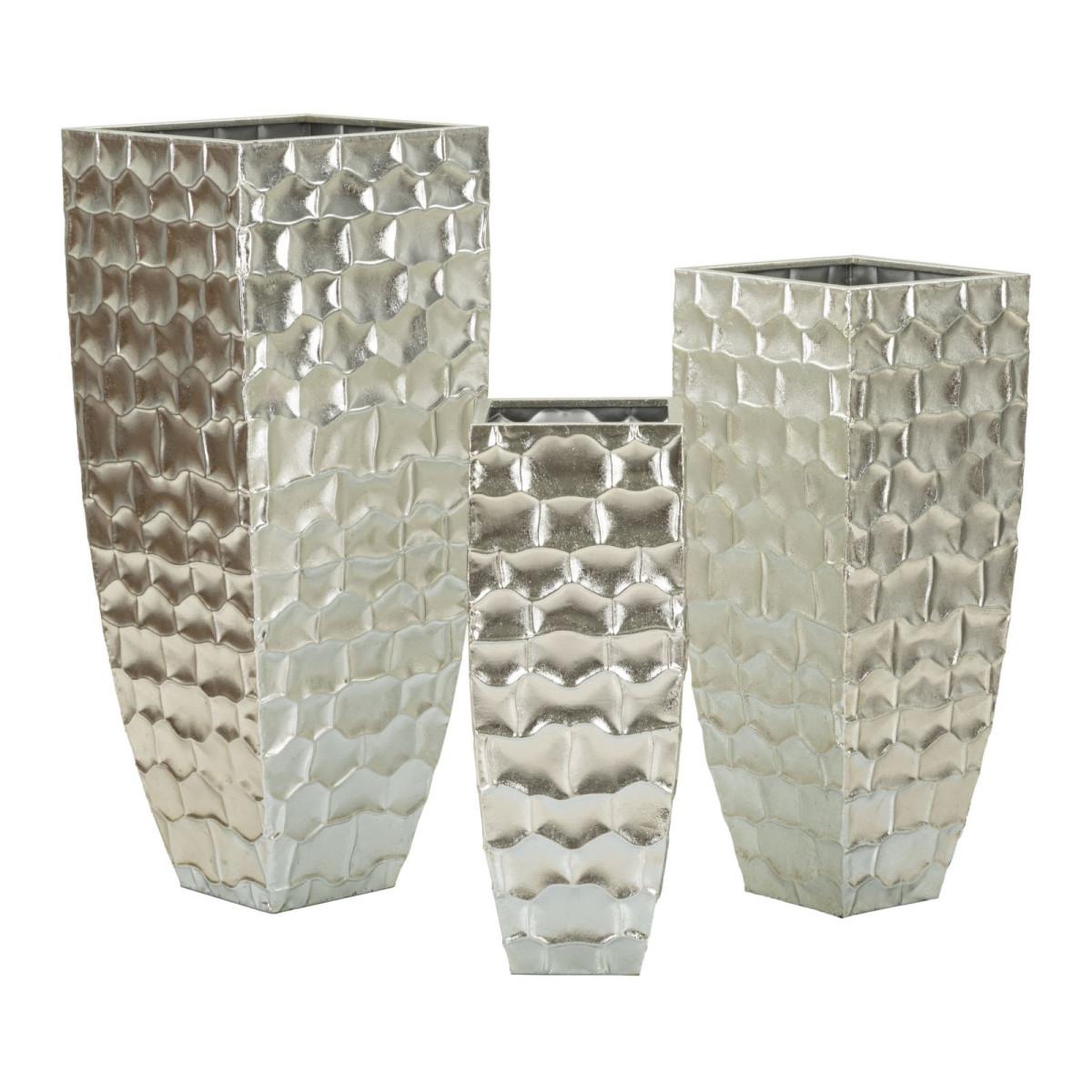 Voir la diapositive 3 : Paris Prix Lot de 3 vases en métal  argy  90cm argent