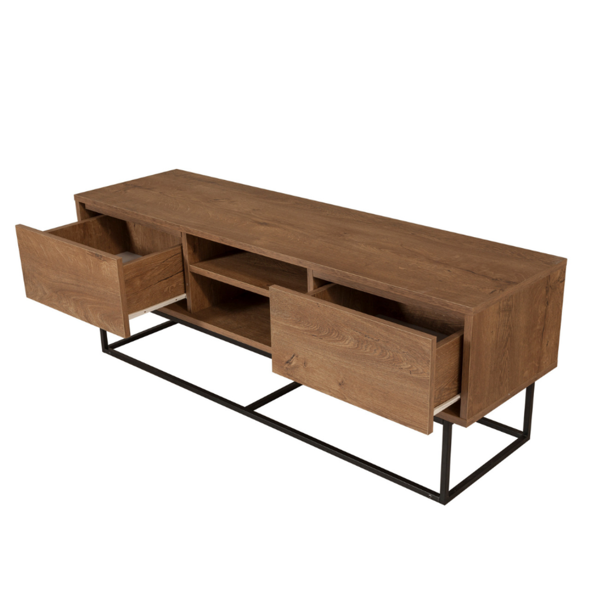 CONCEPT USINE Meuble tv bois et noir avec rangements HAYE