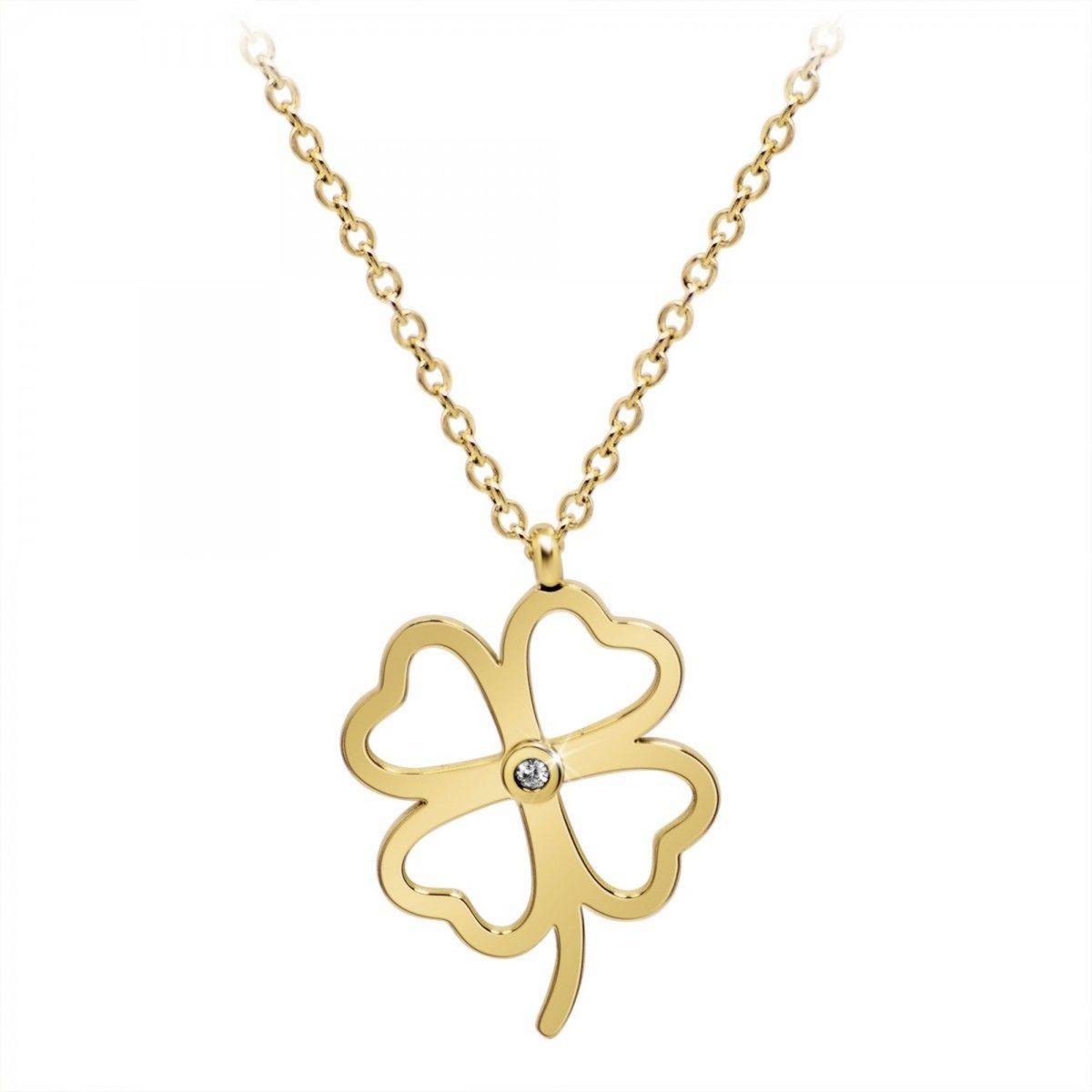 SC BOHEME Collier trèfle par SC Bohème orné d'un véritable diamant blanc