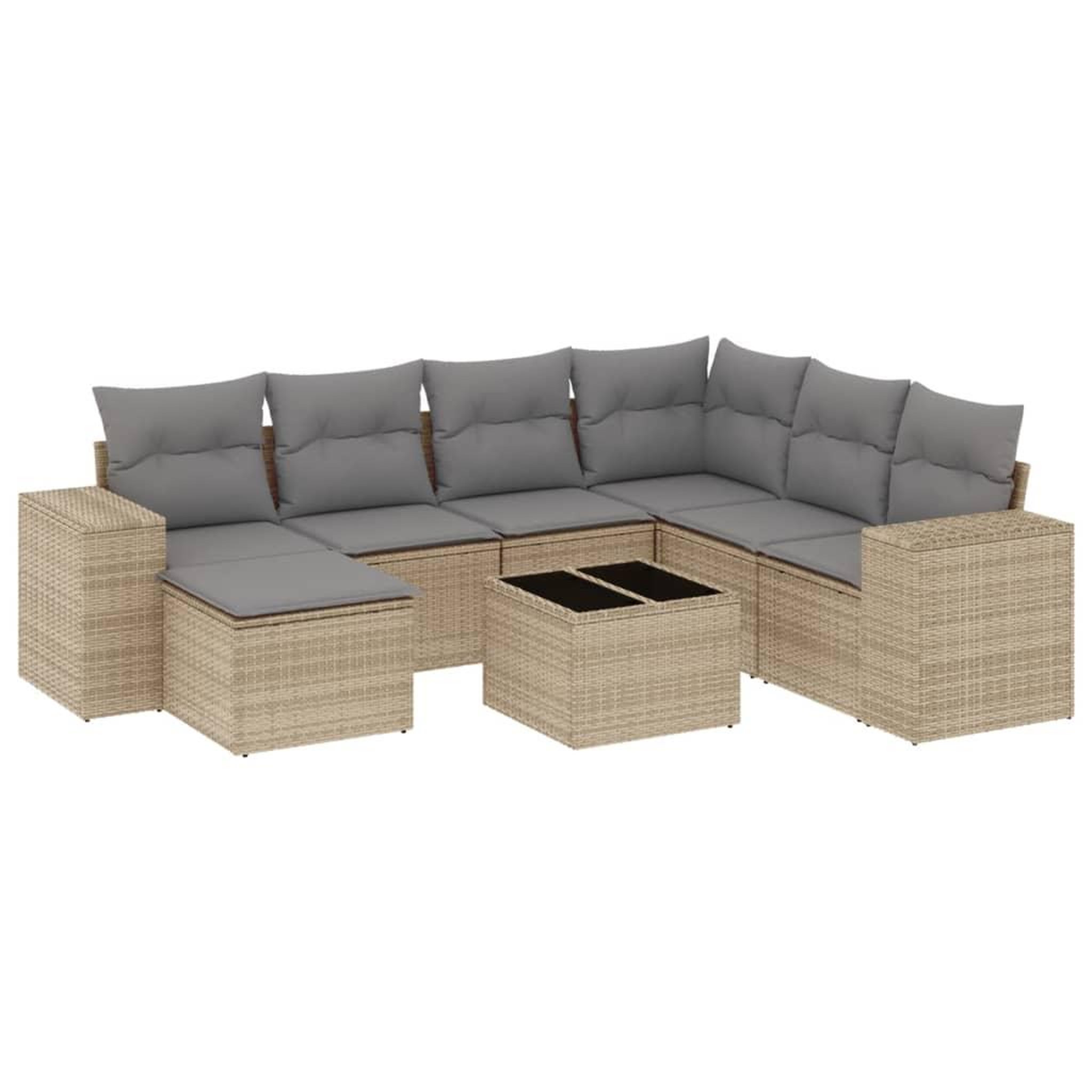 Voir la diapositive 2 : VIDAXL Salon de jardin avec coussins 8 pcs beige resine tressee