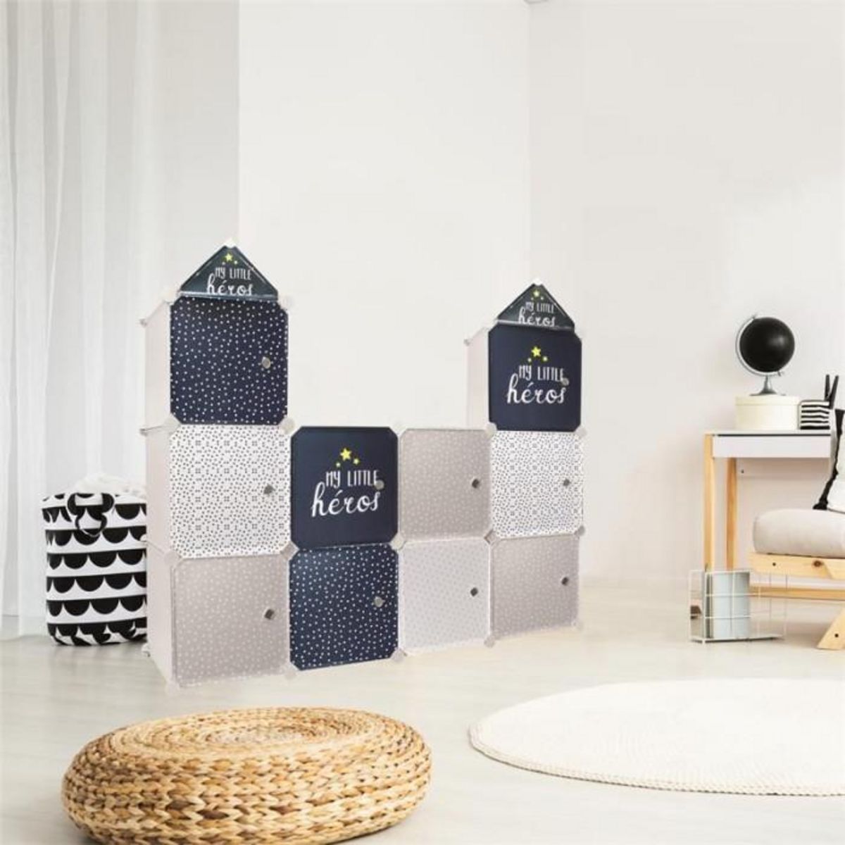 Paris Prix Lot de 3 Cubes Modulables  Rangement  110cm Gris