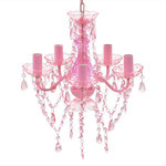 VIDAXL Lustre avec 5 ampoules Crystal rose