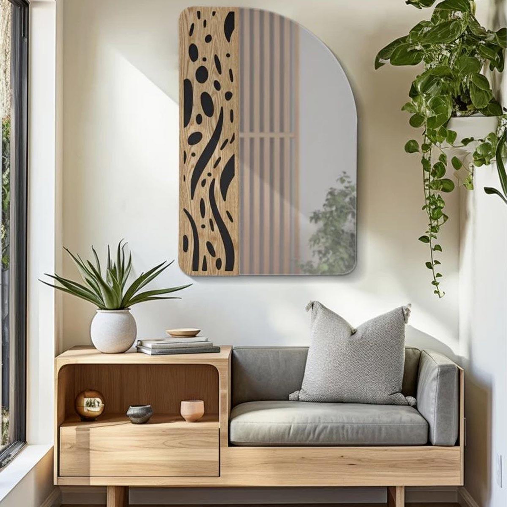 Voir la diapositive 5 : Paris Prix Miroir mural déco  terry  90cm naturel & noir