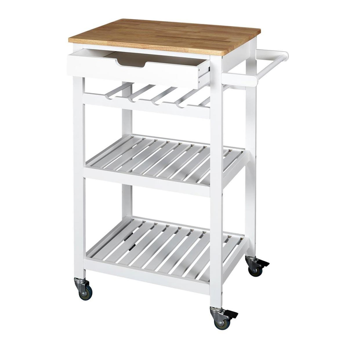Paris Prix Desserte de Cuisine 3 Niveaux  Roulettes  84cm Blanc