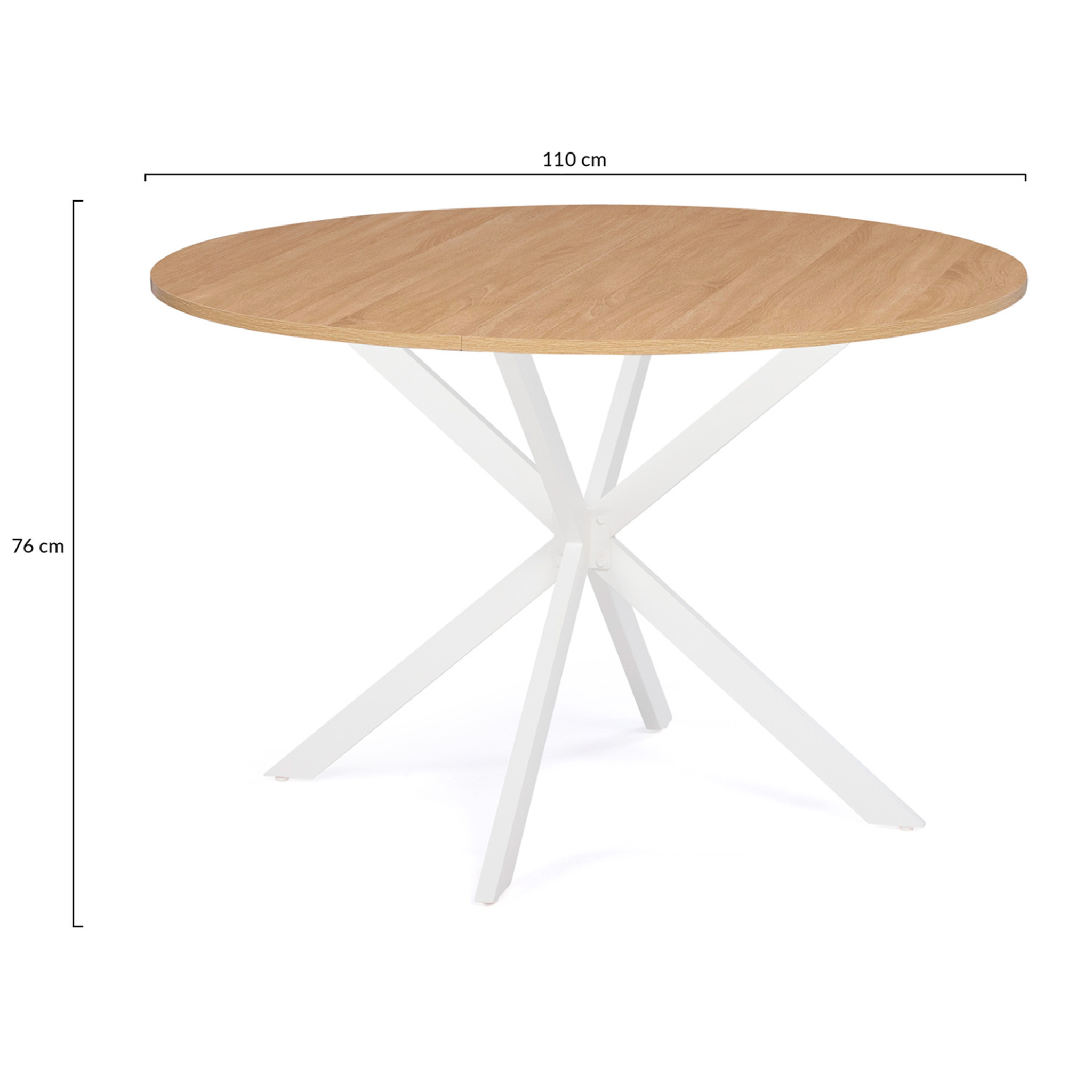 Voir la diapositive 4 : ID MARKET Table à manger ronde alix 6 personnes pied araignée bois et blanc 110 cm