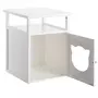IDIMEX Table de chevet GATO petite commode avec un espace nid pour chat, en MDF lasuré de coloris blanc