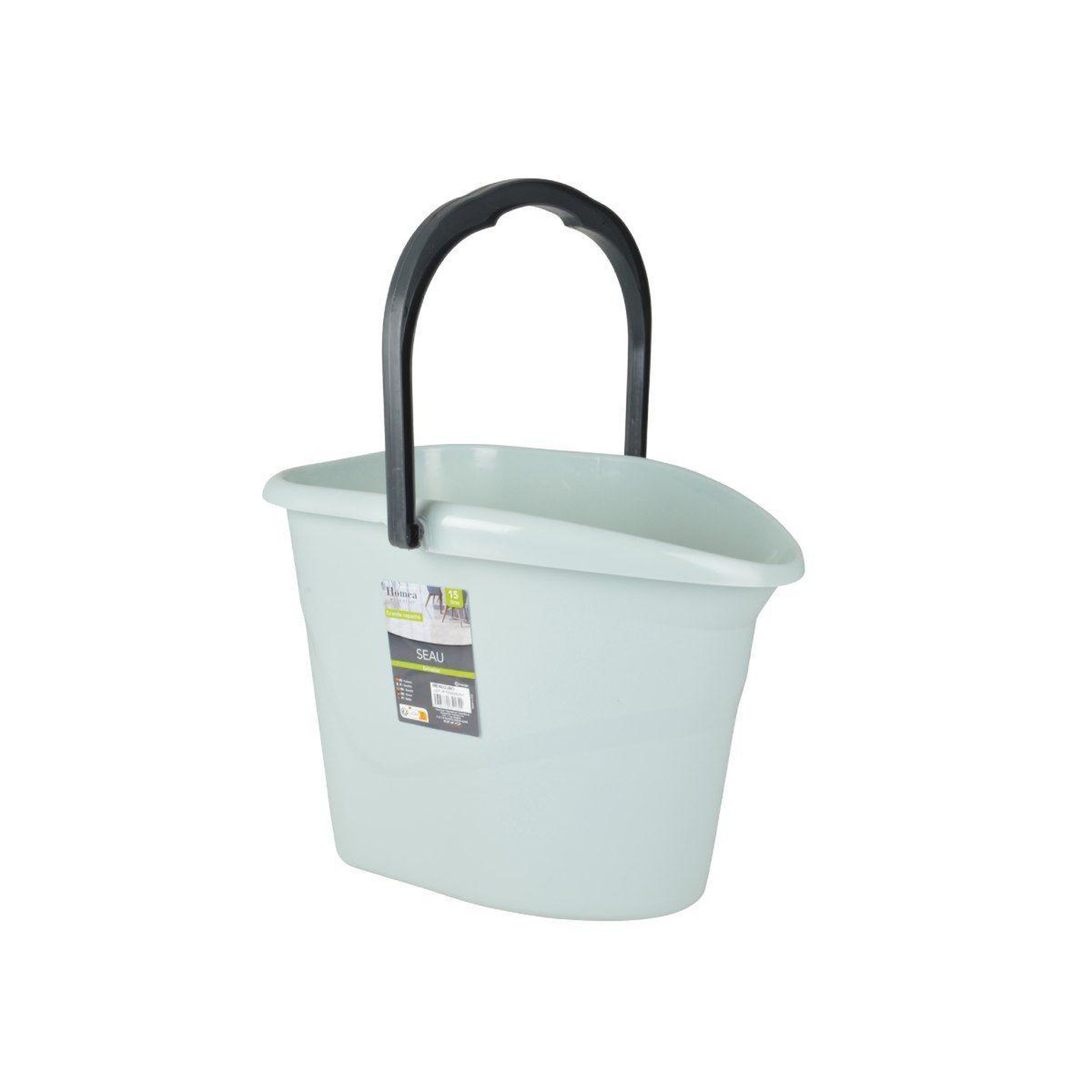 Voir la diapositive 2 : HOMEA Seau avec anse  lavage  15l bleu givre