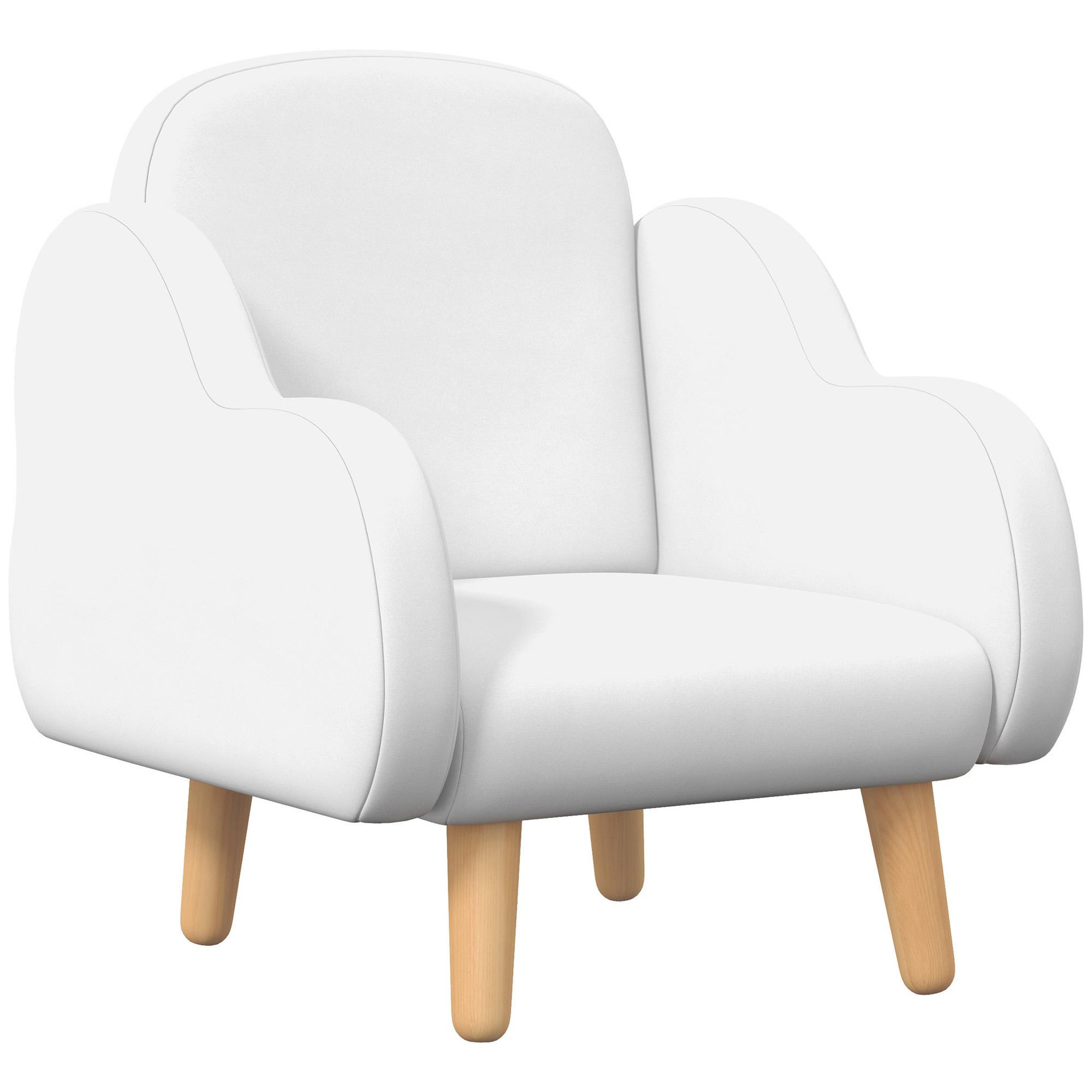 Voir la diapositive 1 : HOMCOM Fauteuil enfant design scandinave nuage - piètement PP aspect bois clair tissu polaire blanc