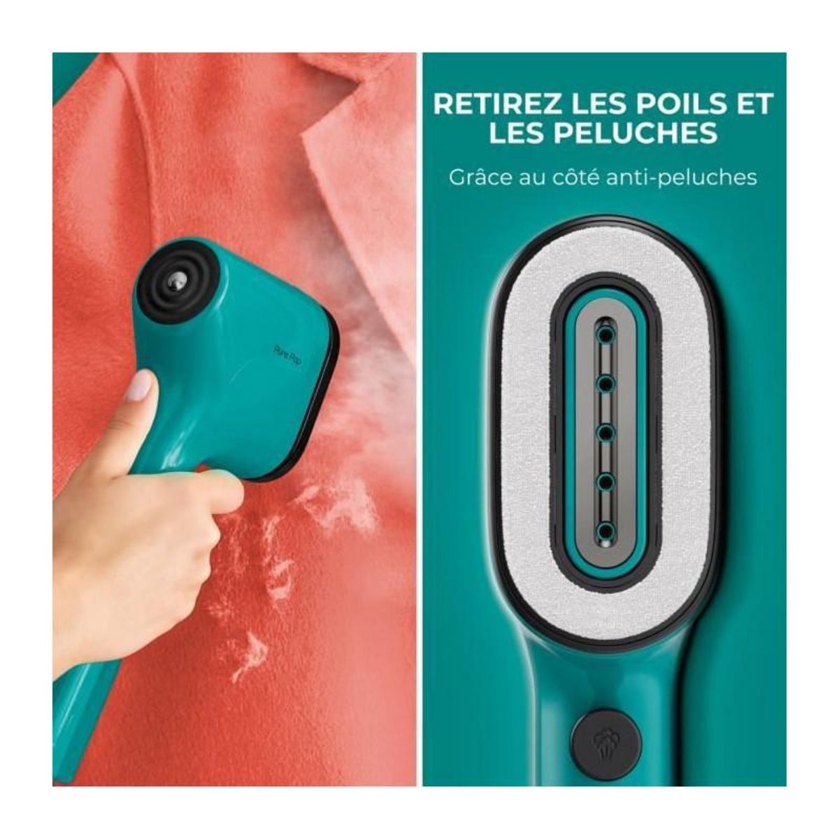 CALOR CALOR PURE POP DT2024C0 - Défroisseur vapeur, 1300 W, 70 ml, Débit 20 g/min, Pret en 15 sec, Autonomie 4 min, Défroisse et pu