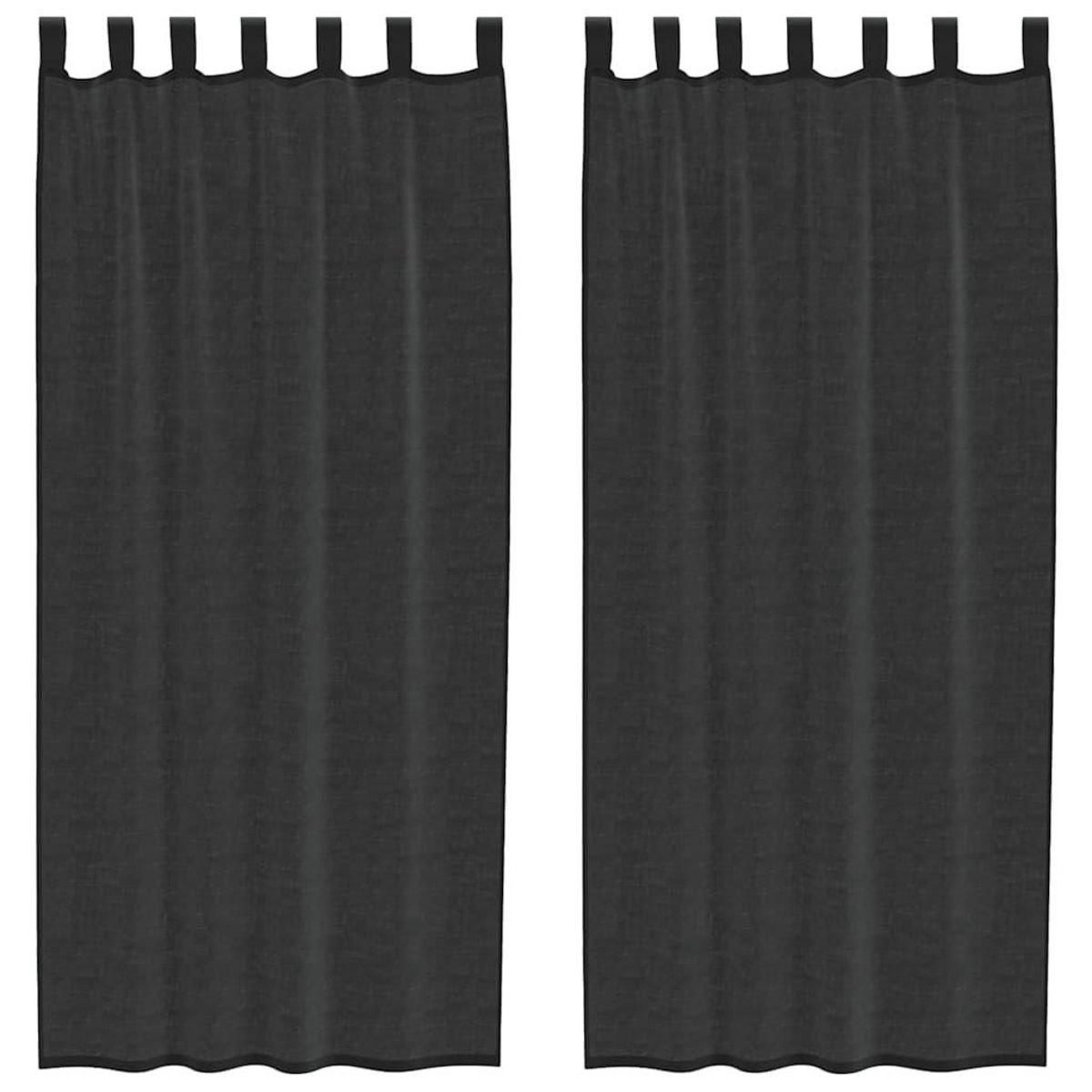 VIDAXL Rideaux en voile avec passe-tringles 2 pcs noir