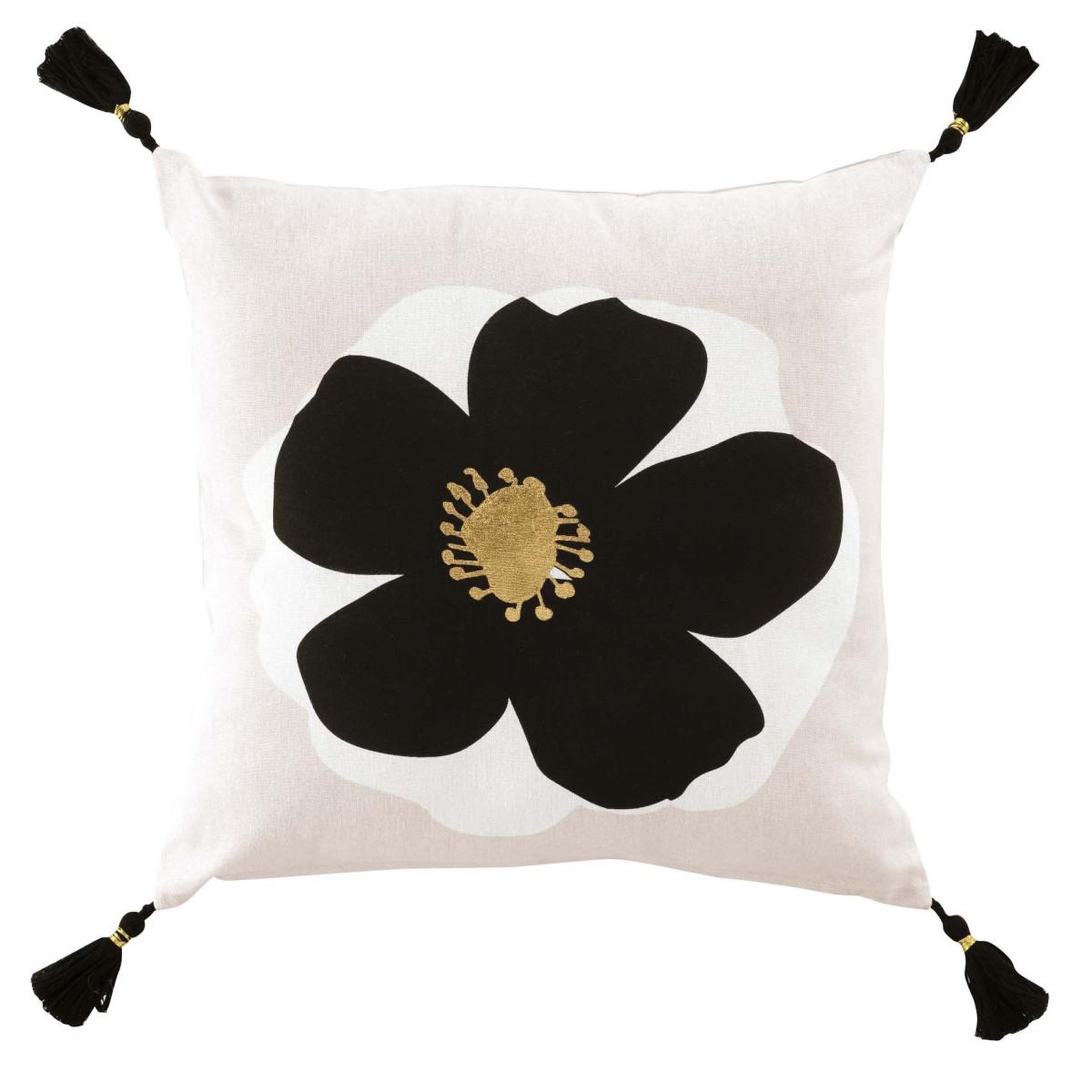 Douceur d'Intérieur Coussin déco pompons  issey  45x45cm naturel
