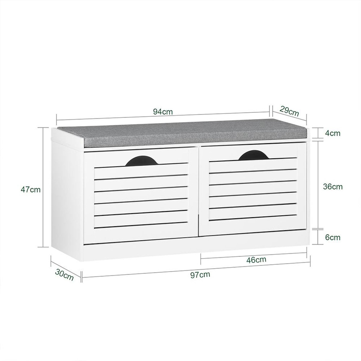 SOBUY Banc Rangement Chaussures Blanc 94x30x47cm FSR62-II-W