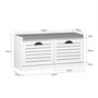 Voir la diapositive 3 : SOBUY Banc Rangement Chaussures Blanc 94x30x47cm FSR62-II-W