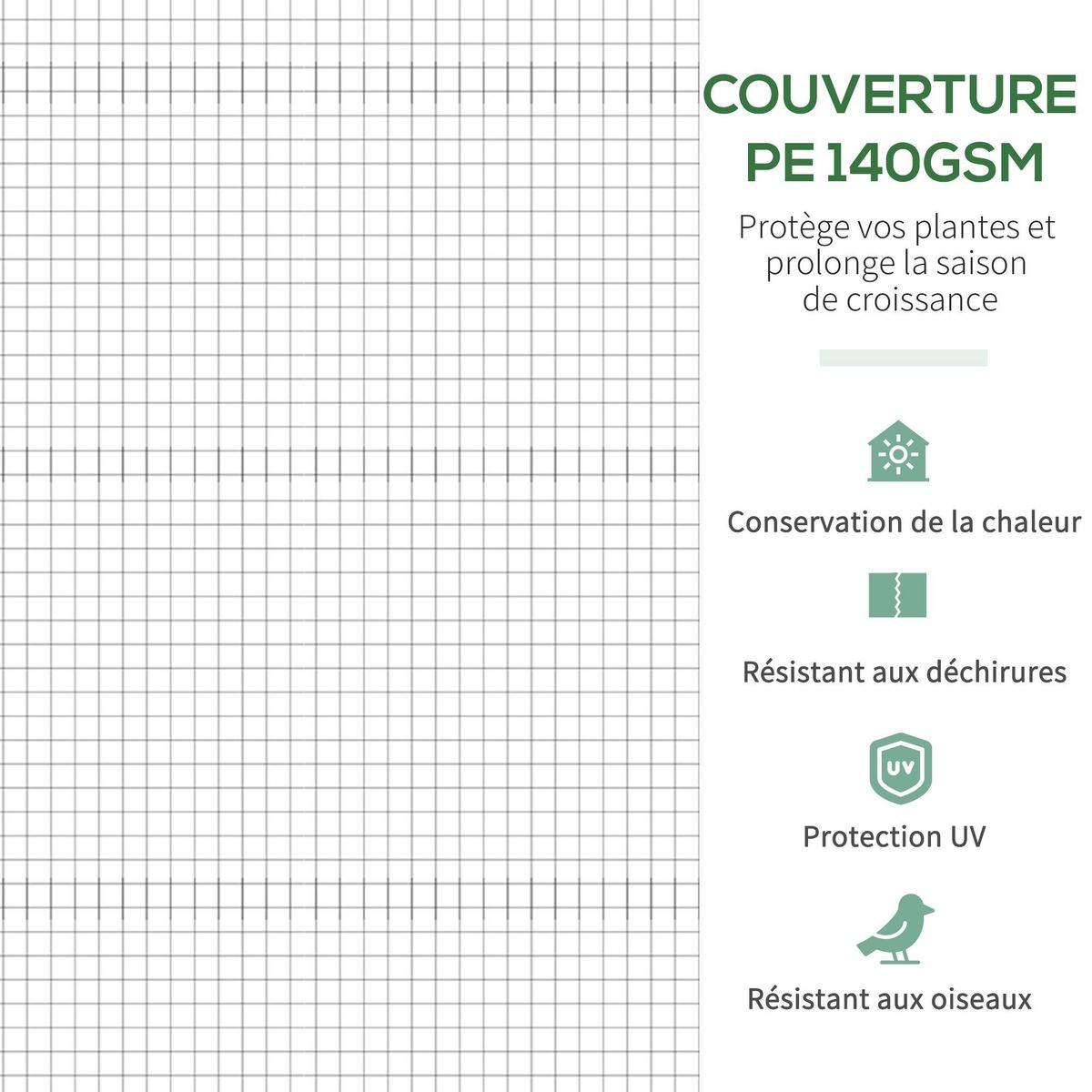 OUTSUNNY Serre de jardin tunnel 10,4 m² - 6 fenêtres et porte zippée avec moustiquaires - acier galvanisé PE blanc