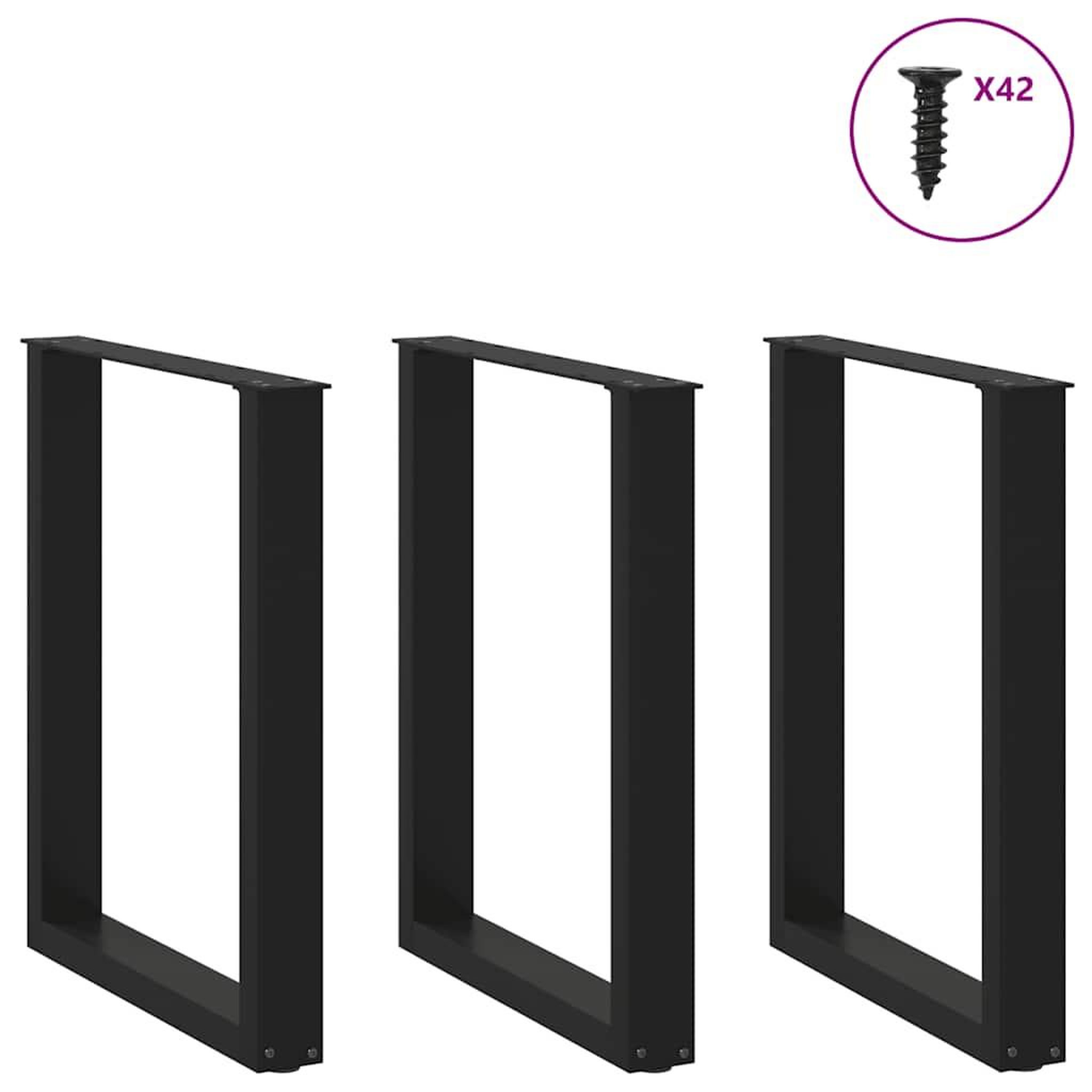 Voir la diapositive 3 : VIDAXL Pieds de table basse forme de U 3 pcs noir 70x(72-73) cm acier