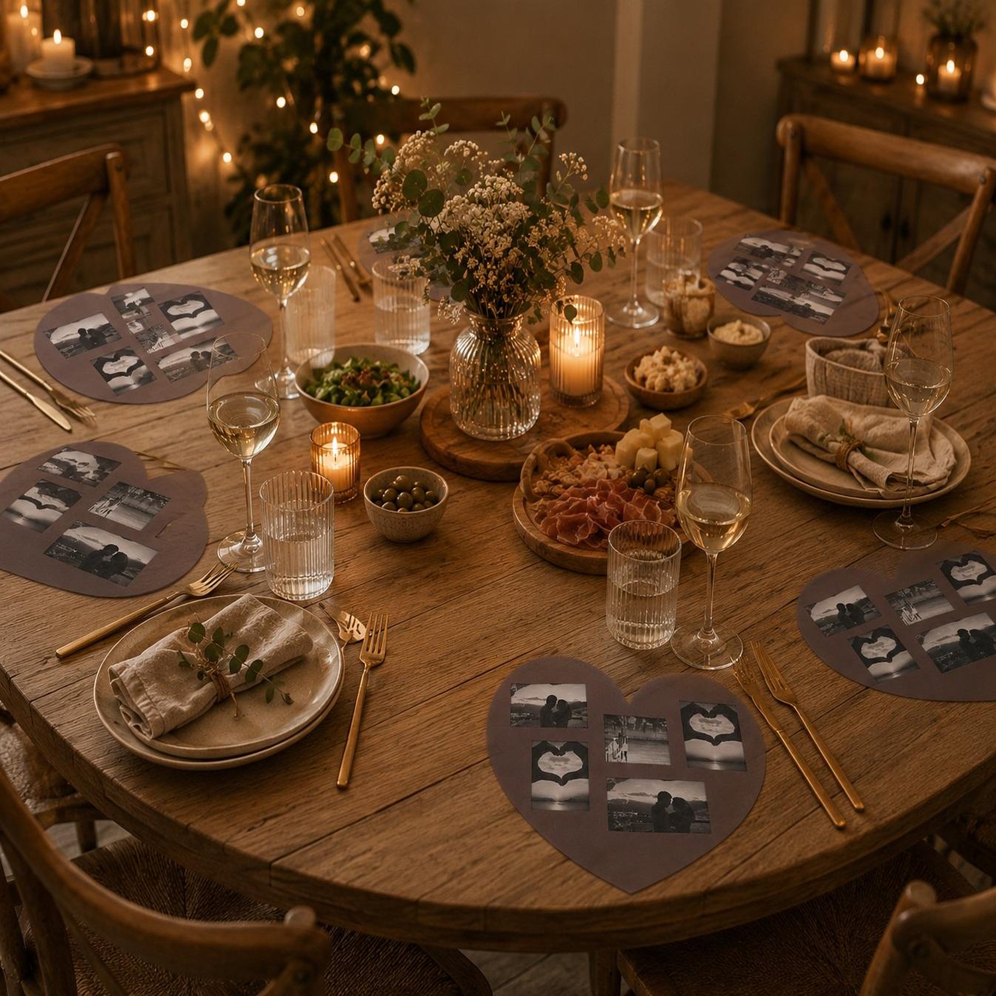 Voir la diapositive 6 : Eden Set de table photos coeur design et moderne