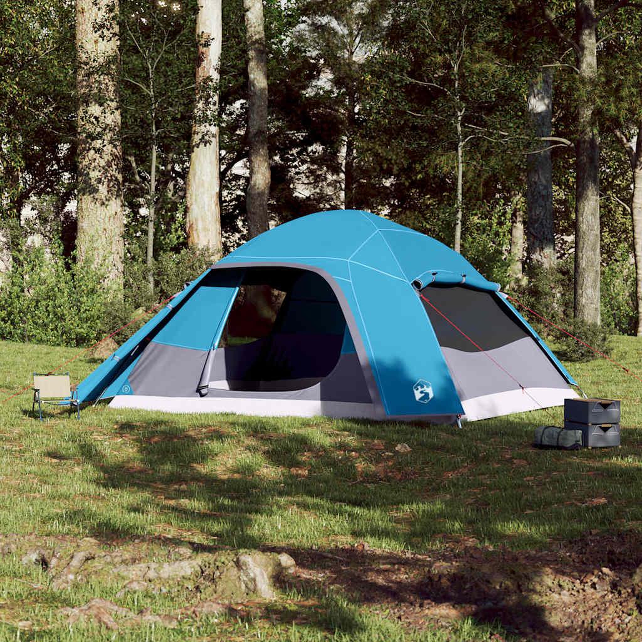 Voir la diapositive 3 : VIDAXL Tente familiale a dome 6 personnes bleu impermeable